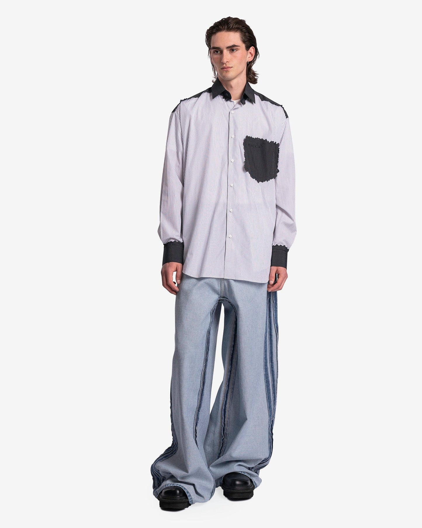 VETEMENTS Men's Jeans Inside-Out Baggy Jeans in Light Blue