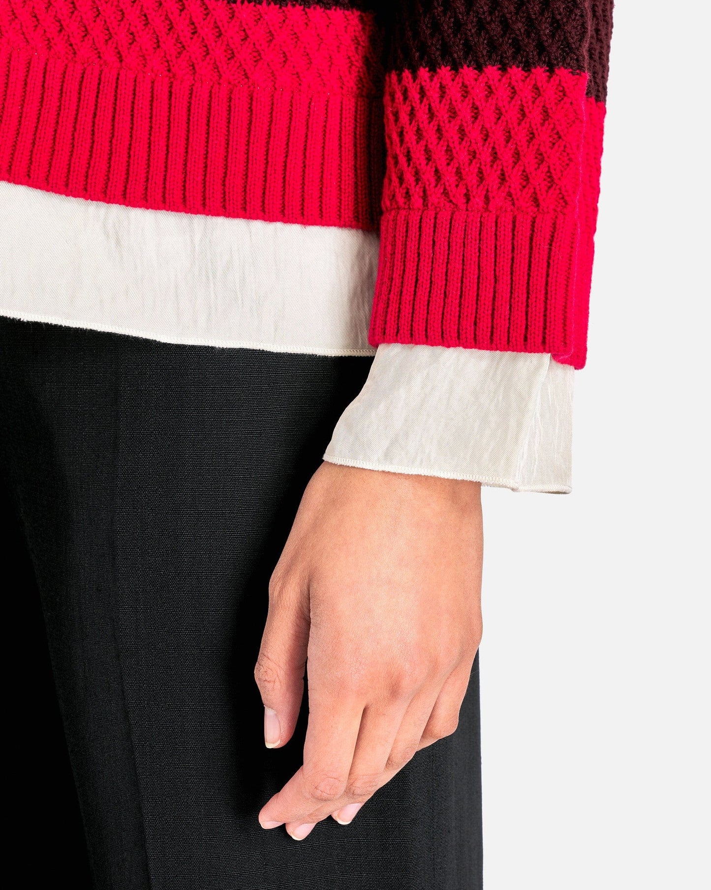 UNDERCOVER Women Sweaters Intarsia Knit Wool Jumper in Bordeaux