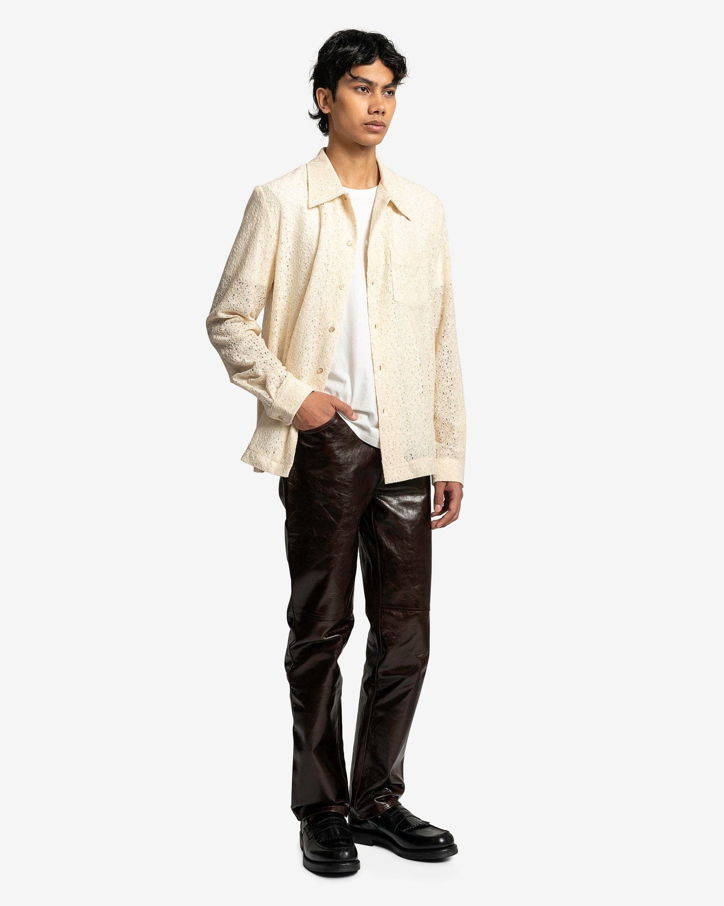 Séfr Men's Shirts Jagou Shirt in Four Petal White