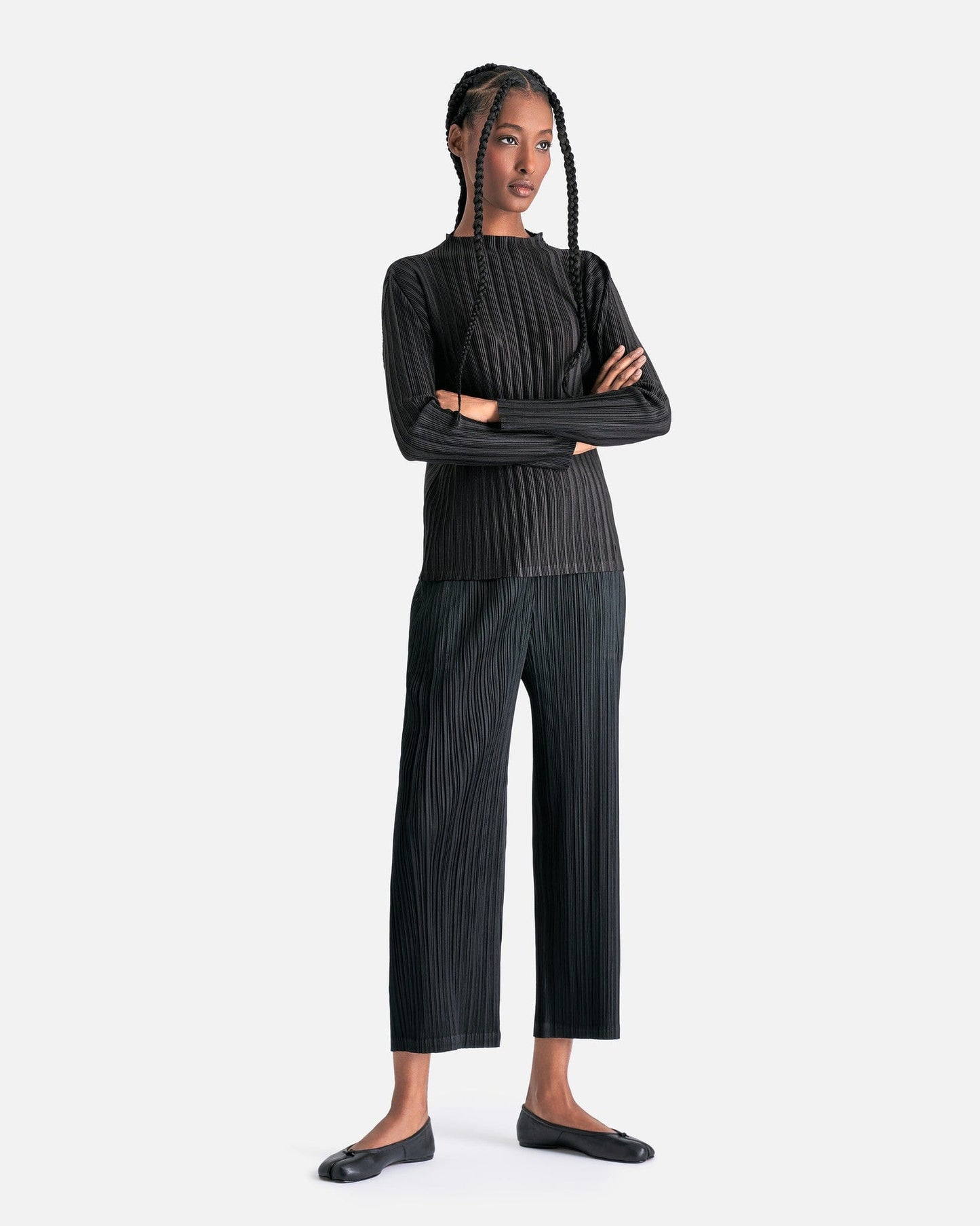Pleats Please Issey Miyake Women Tops January Rib Pleats in Charcoal