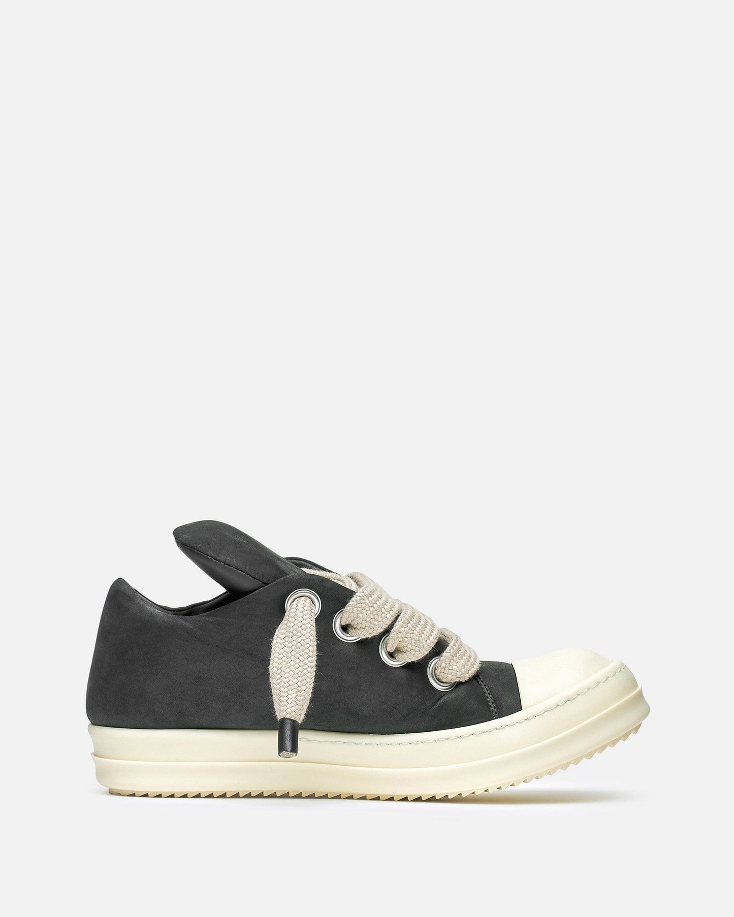 Rick Owens Men's Sneakers Jumbo Lace Padded Low Sneaks in Black/Milk