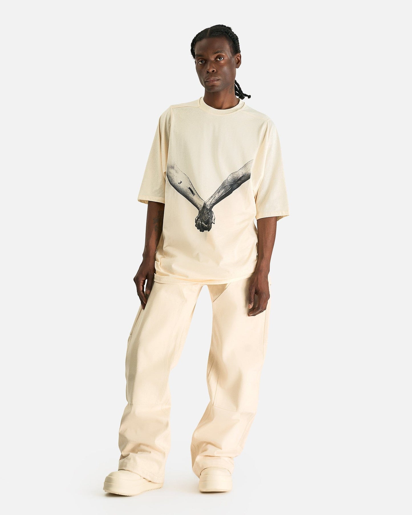 Rick Owens Men's T-Shirts Jumbo SS T in Natural/Black