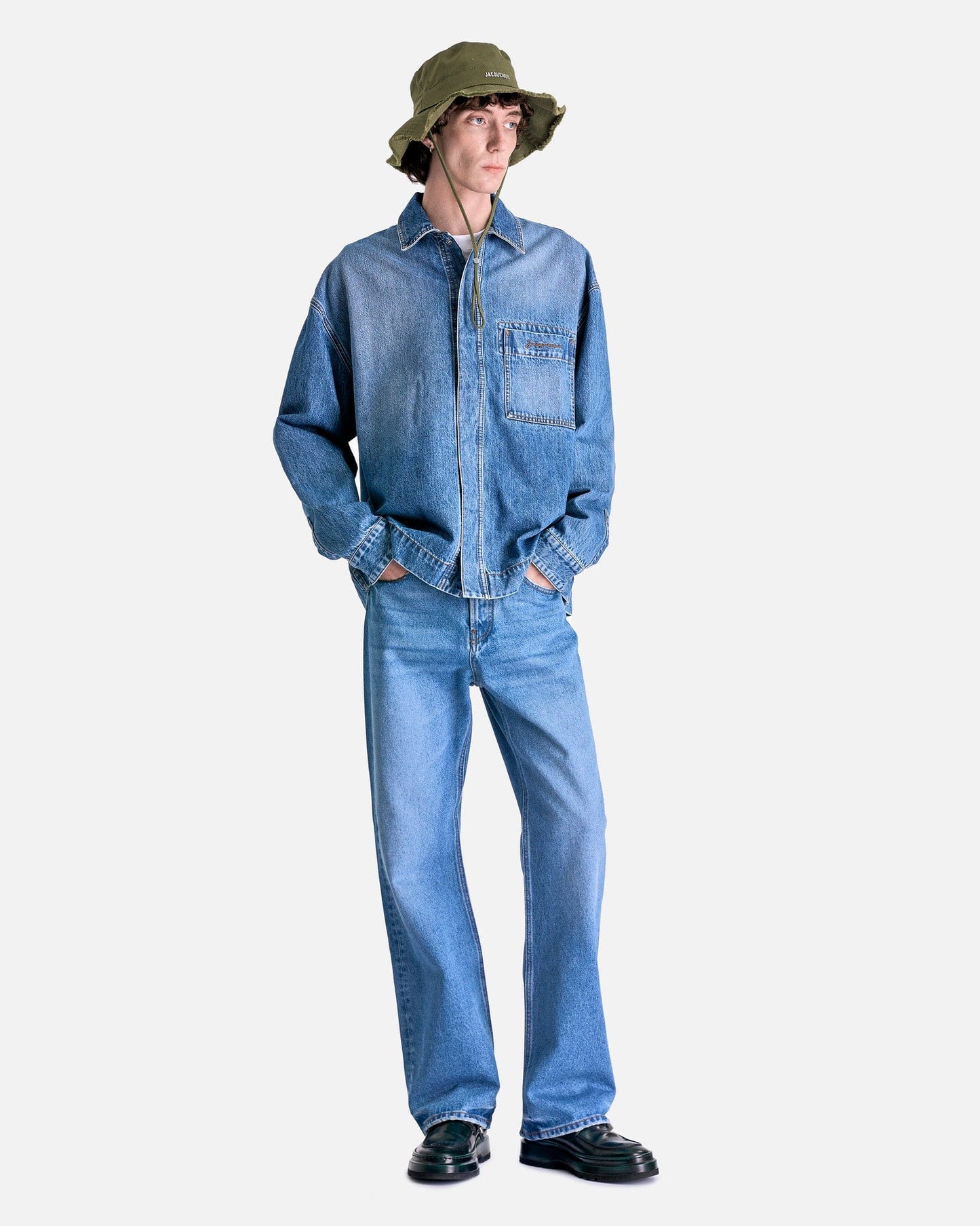 Jacquemus Men's Shirts La Chemise De-Nimes in Blue/Tabac