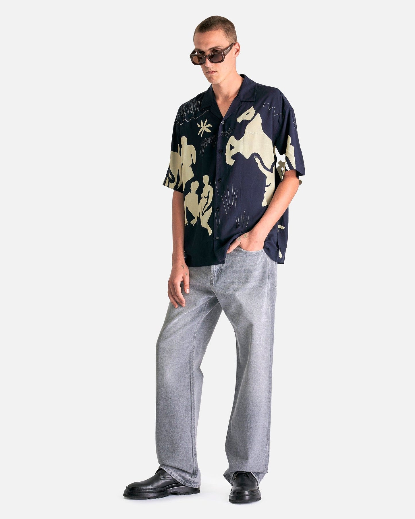 Jacquemus Men's Tops La Chemise Jean in Navy