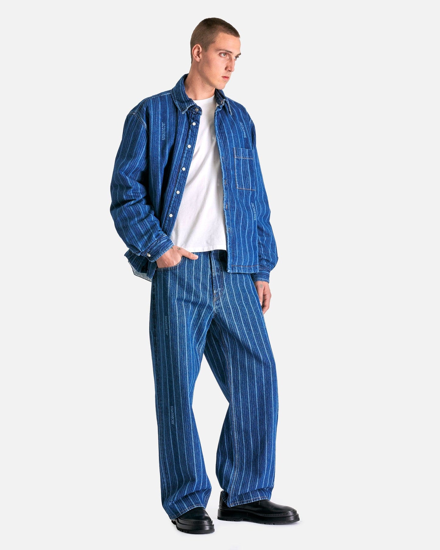 Jacquemus Men's Pants Le De Nîmes Large in Blue Stripe