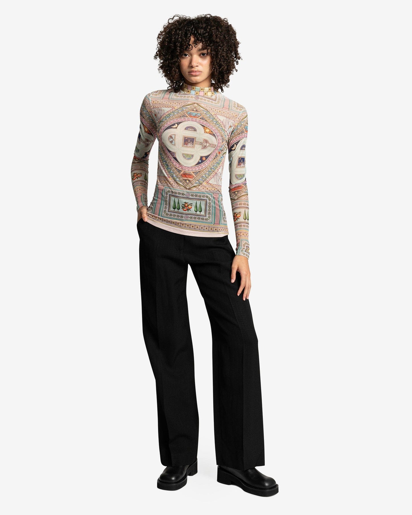 Casablanca Women Tops Le Labirynthe Printed Mesh Top in Multi