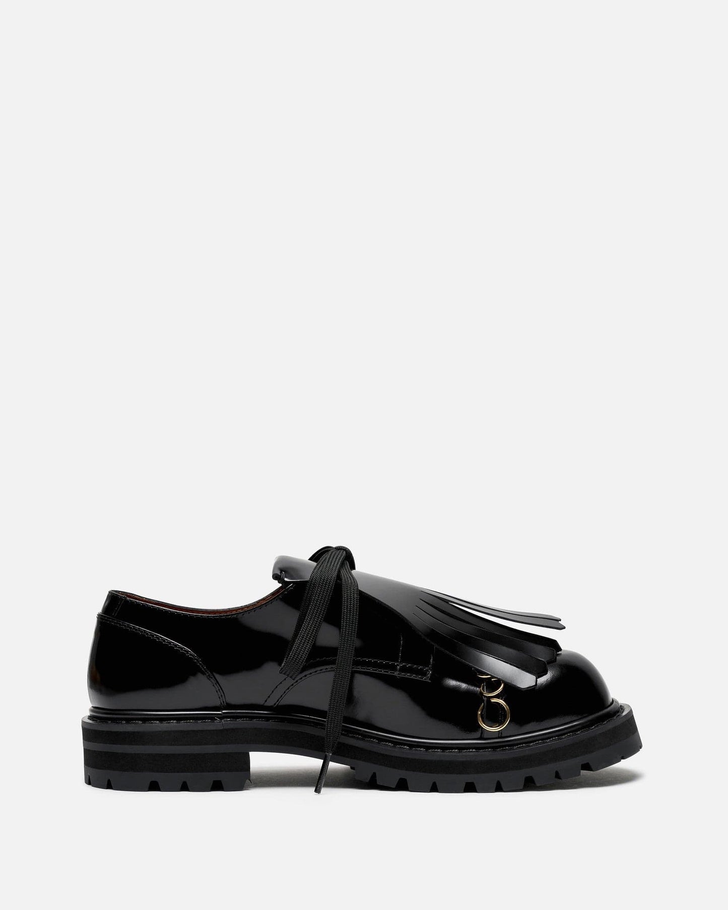 Marni Men's Shoes Leather Dada Derby Shoe with Maxi Fringe in Black