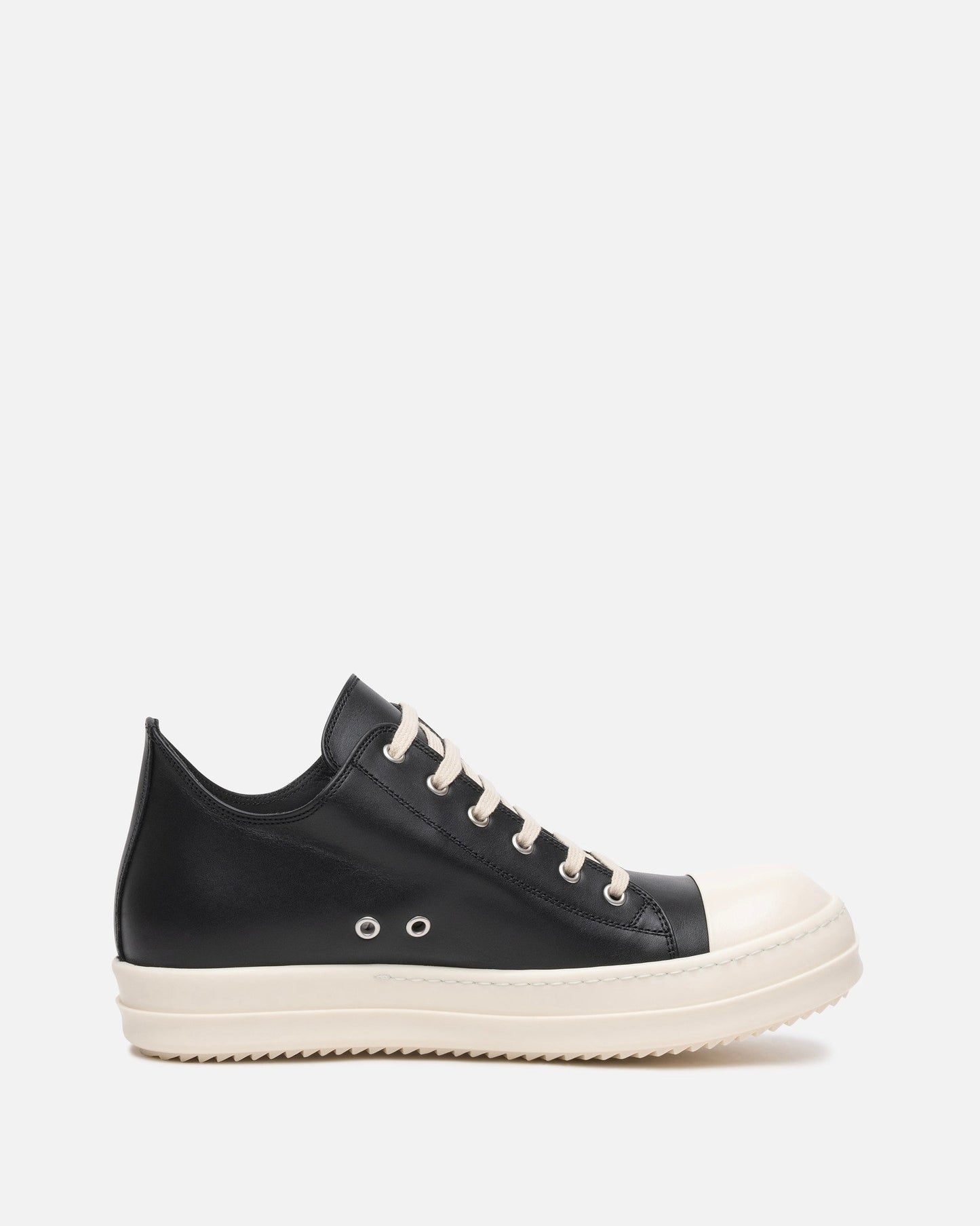 Rick Owens Men's Sneakers Leather Low Ramones in Black/Milk