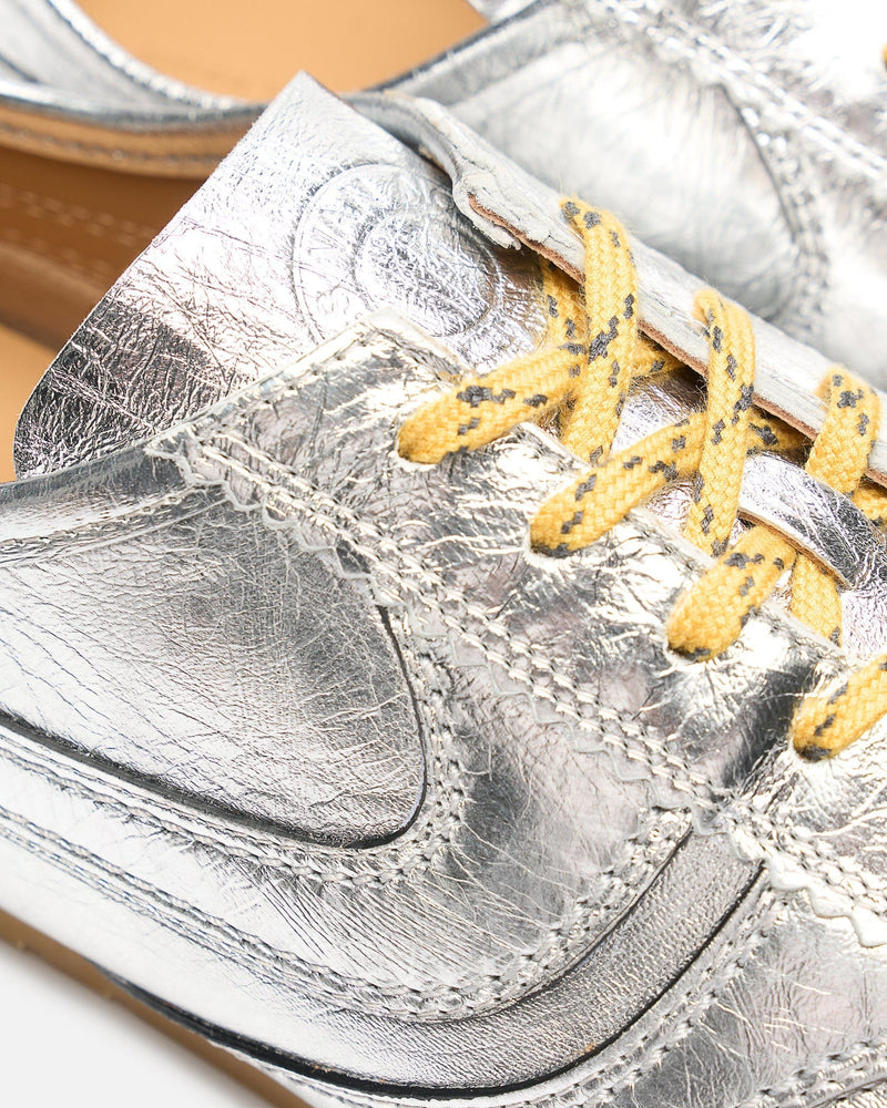 Dries Van Noten Men's Sneakers Leather Marathon Sneaker in Silver