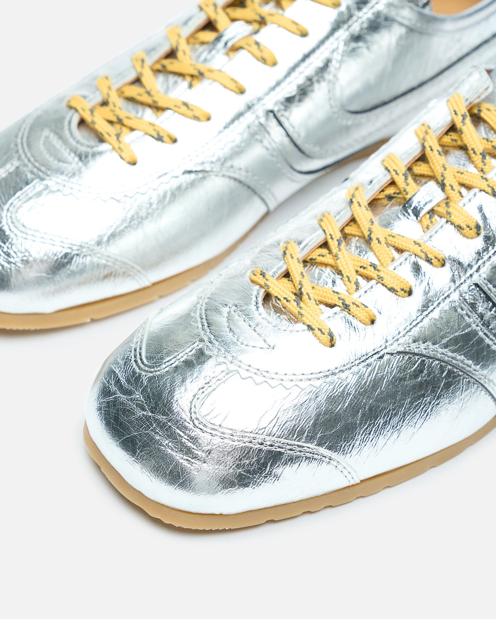 Dries Van Noten Men's Sneakers Leather Marathon Sneaker in Silver