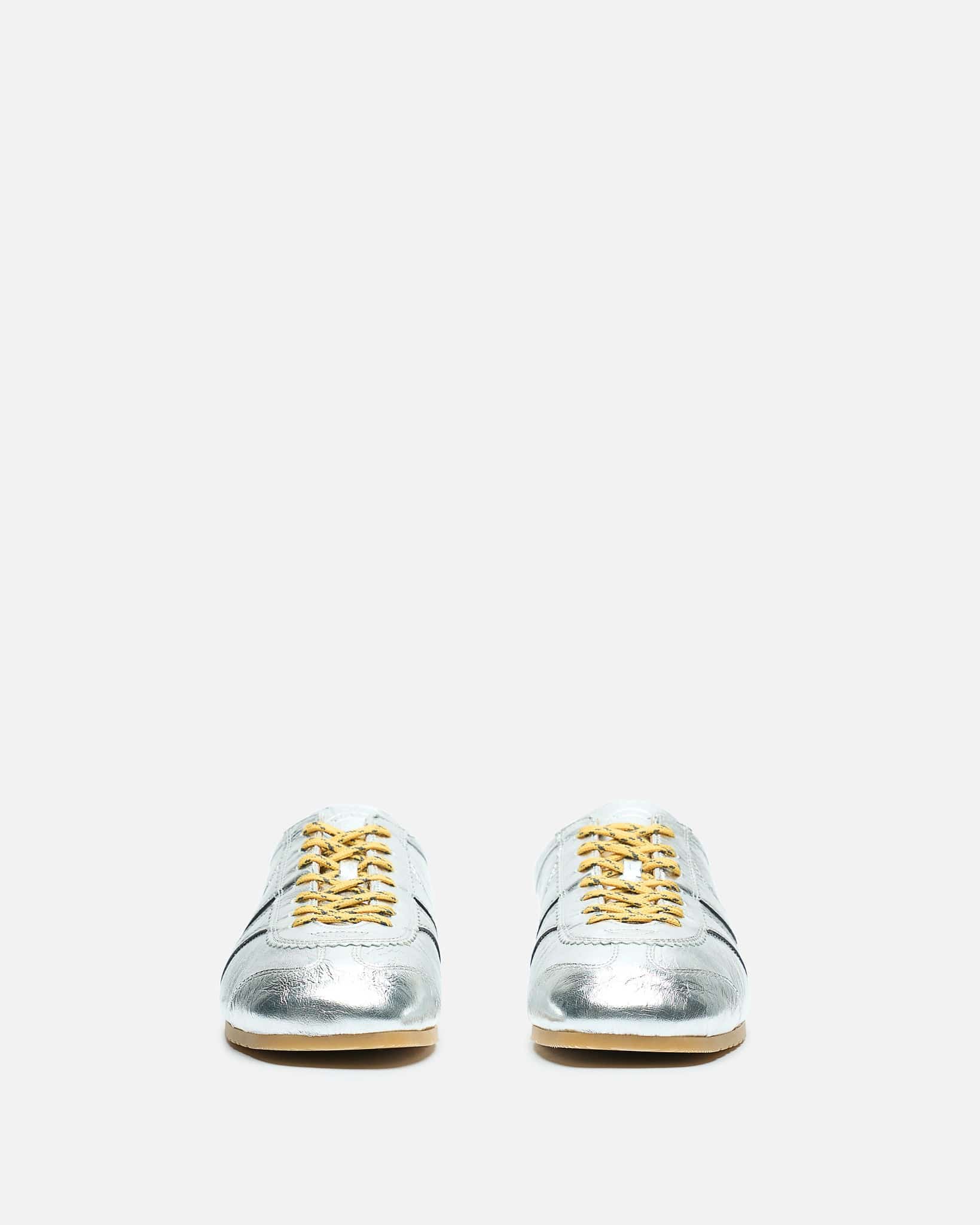 Dries Van Noten Men's Sneakers Leather Marathon Sneaker in Silver