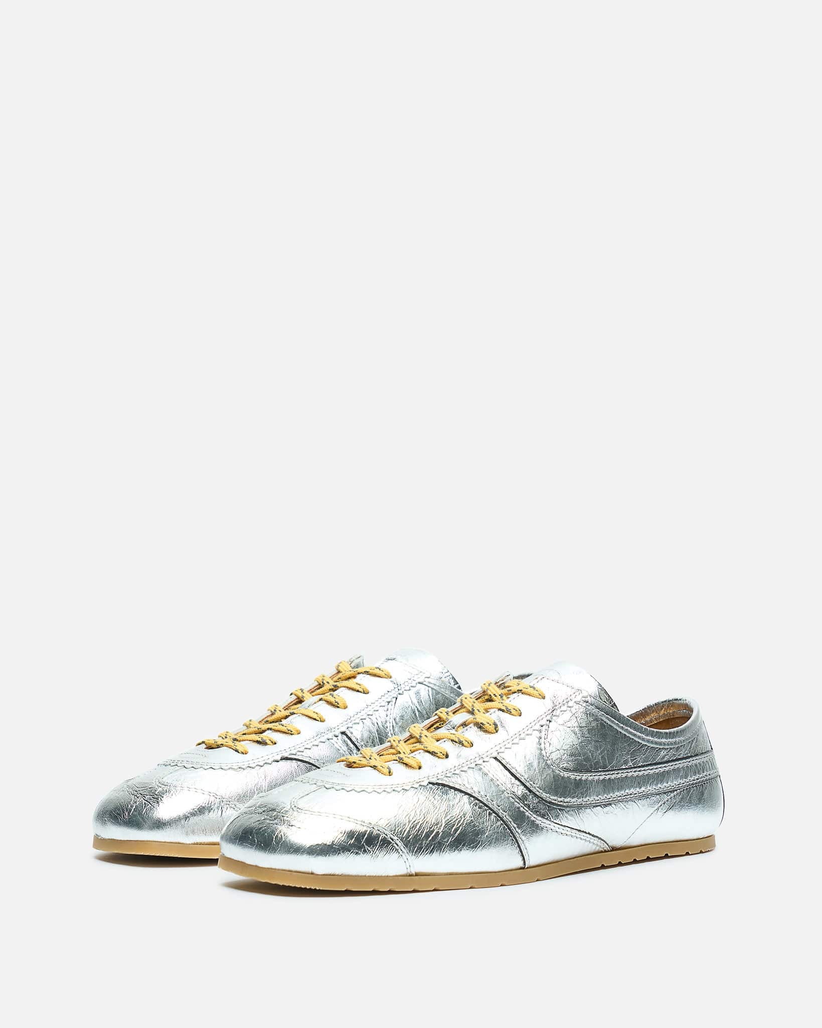 Dries Van Noten Men's Sneakers Leather Marathon Sneaker in Silver
