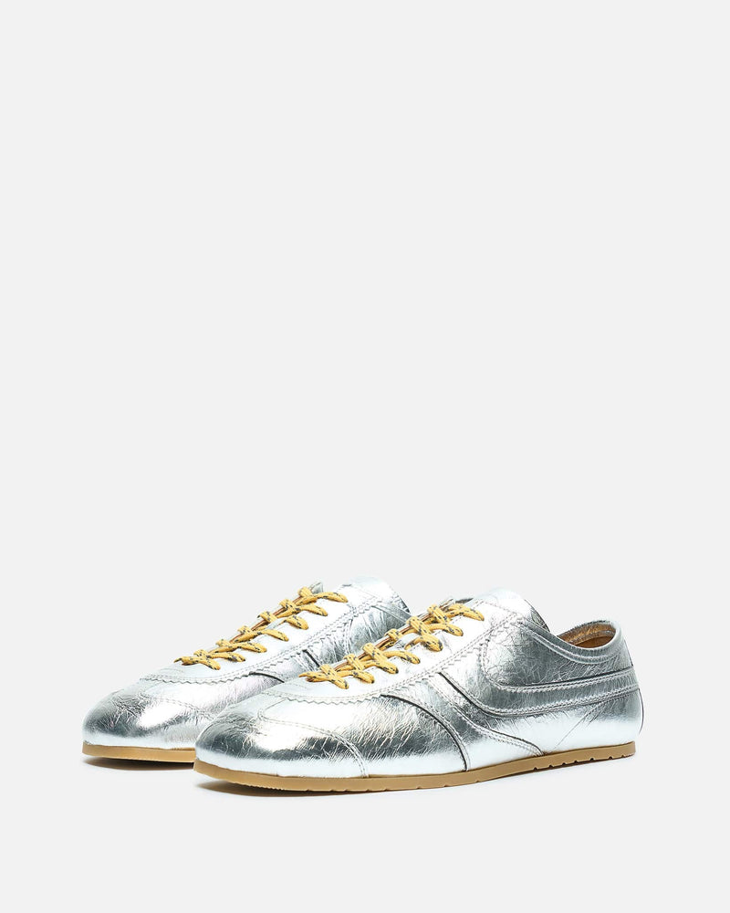 Dries Van Noten Men's Sneakers Leather Marathon Sneaker in Silver
