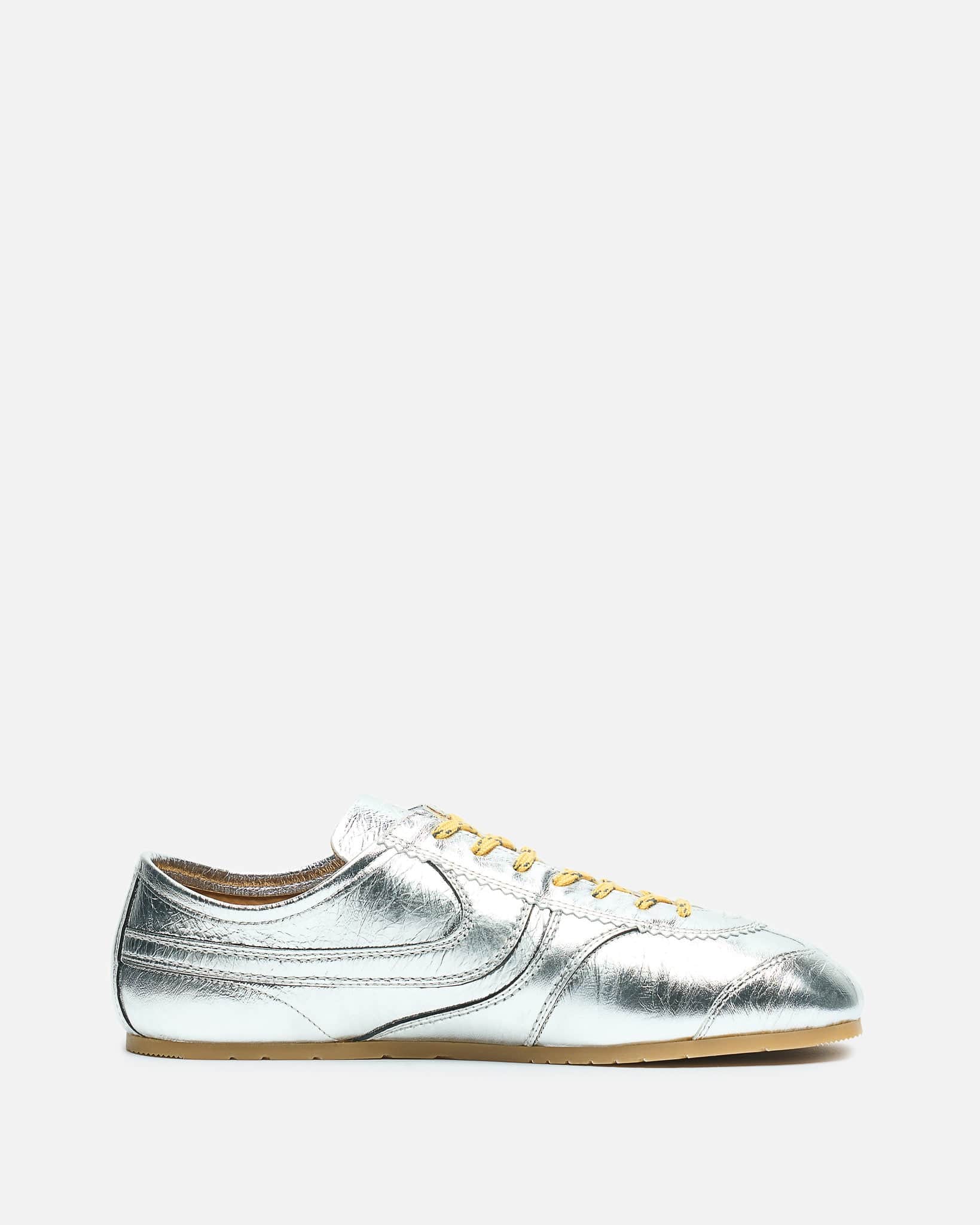 Dries Van Noten Men's Sneakers Leather Marathon Sneaker in Silver