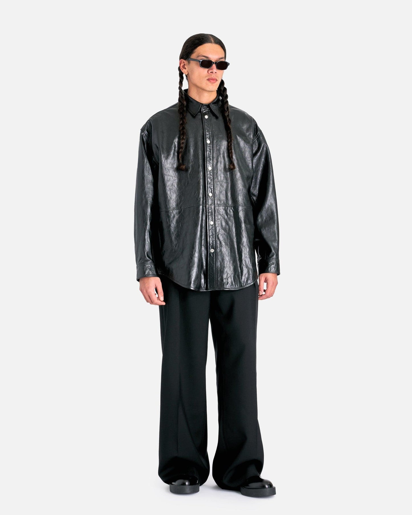 Acne Studios Men's Shirts Leather Outershirt in Black