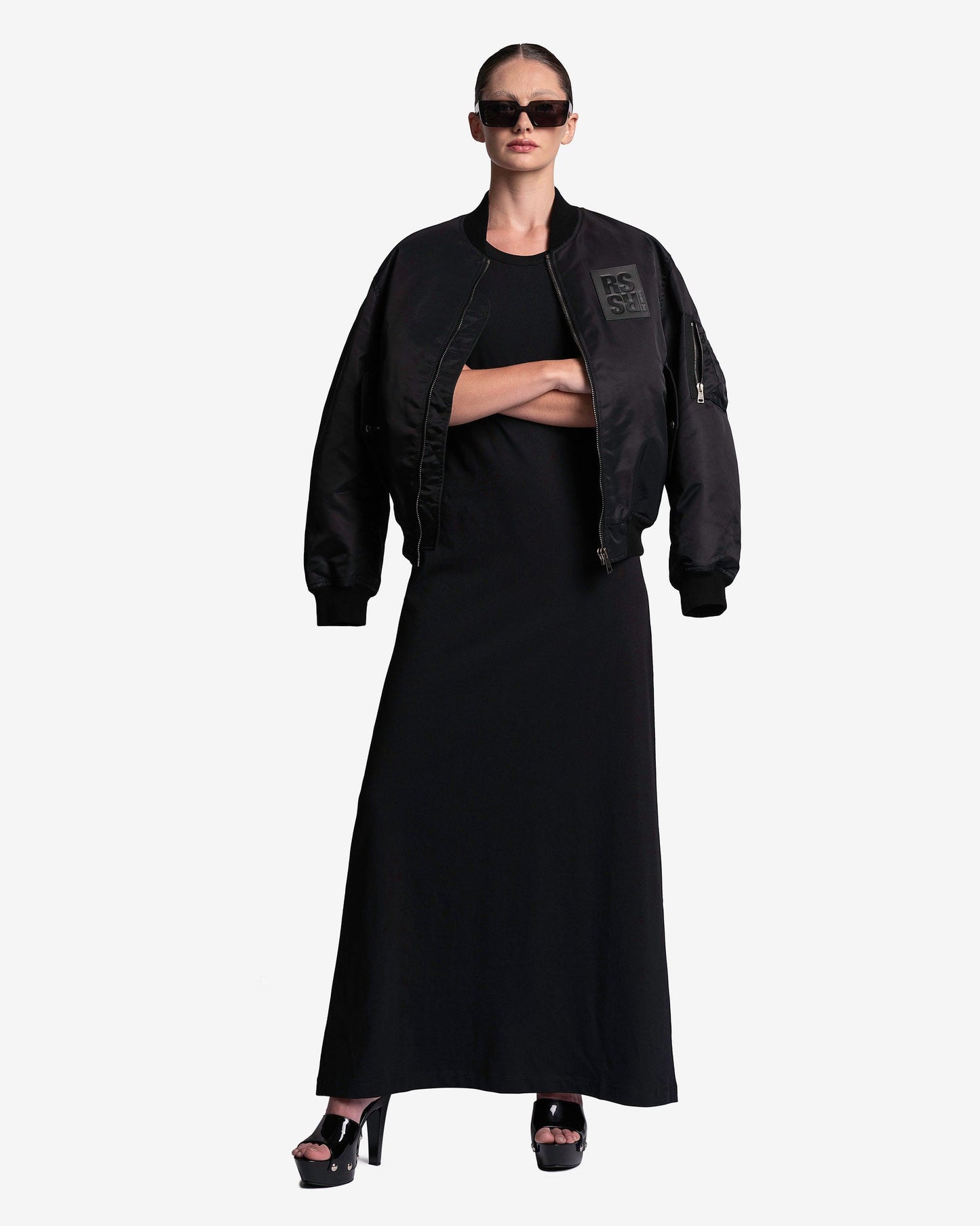 Raf Simons Women Jackets Leather Patch Small Fit Bomber in Black