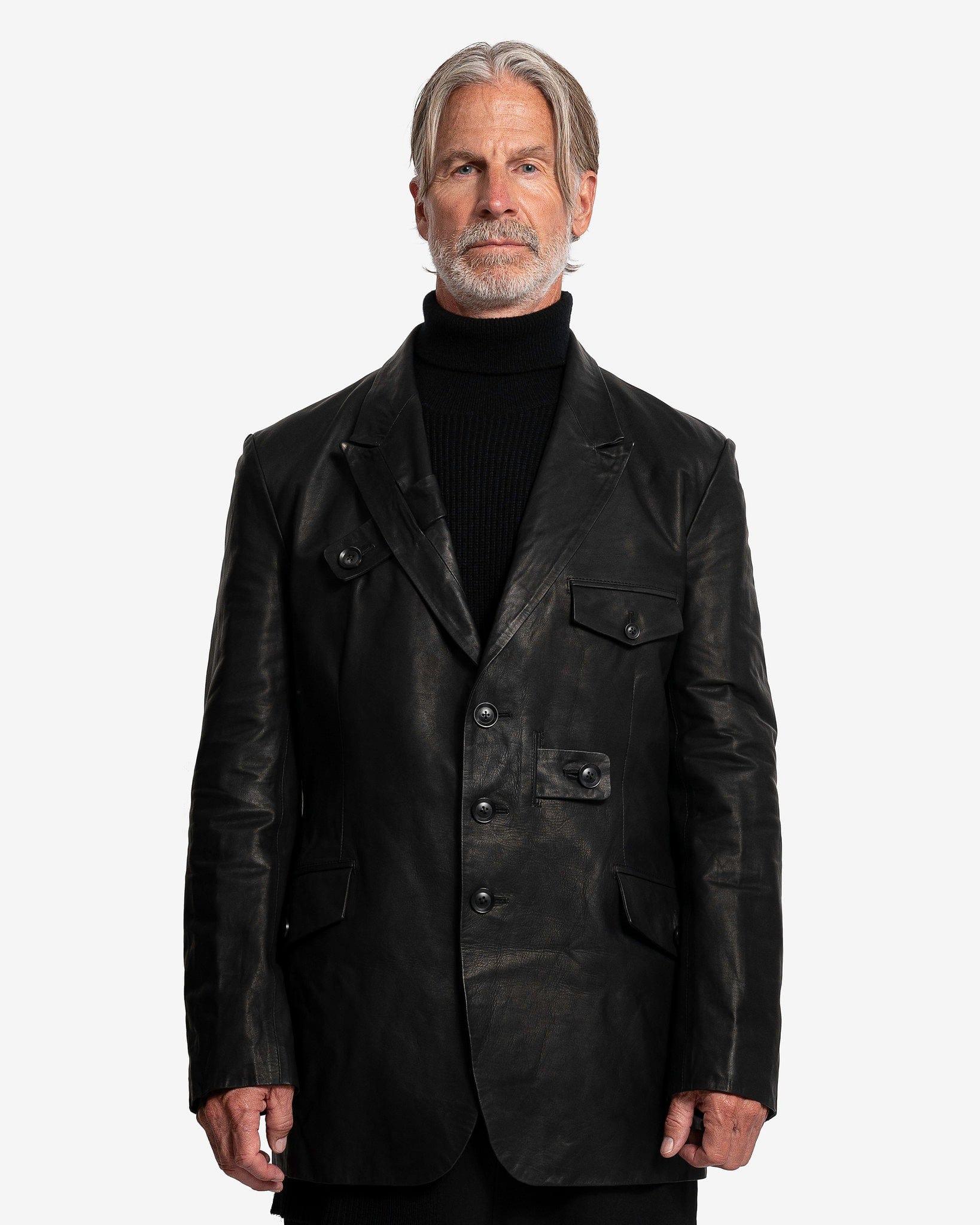 Leather Suit Jacket with Tab Details – SVRN Leather Suit Jacket with Tab Details – SVRN