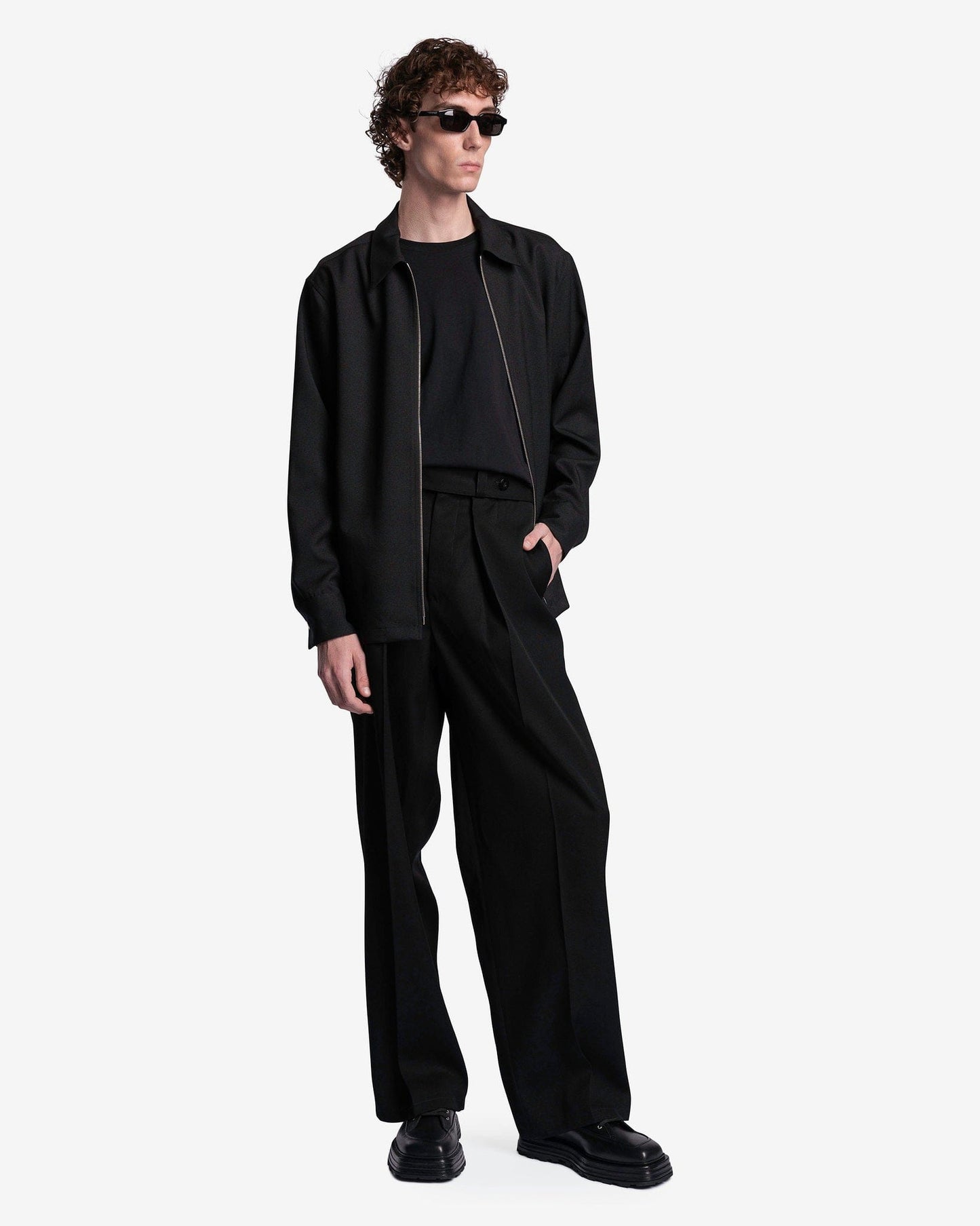 Jil Sander Men's Pants Light Wool Gabardine Trousers in Black