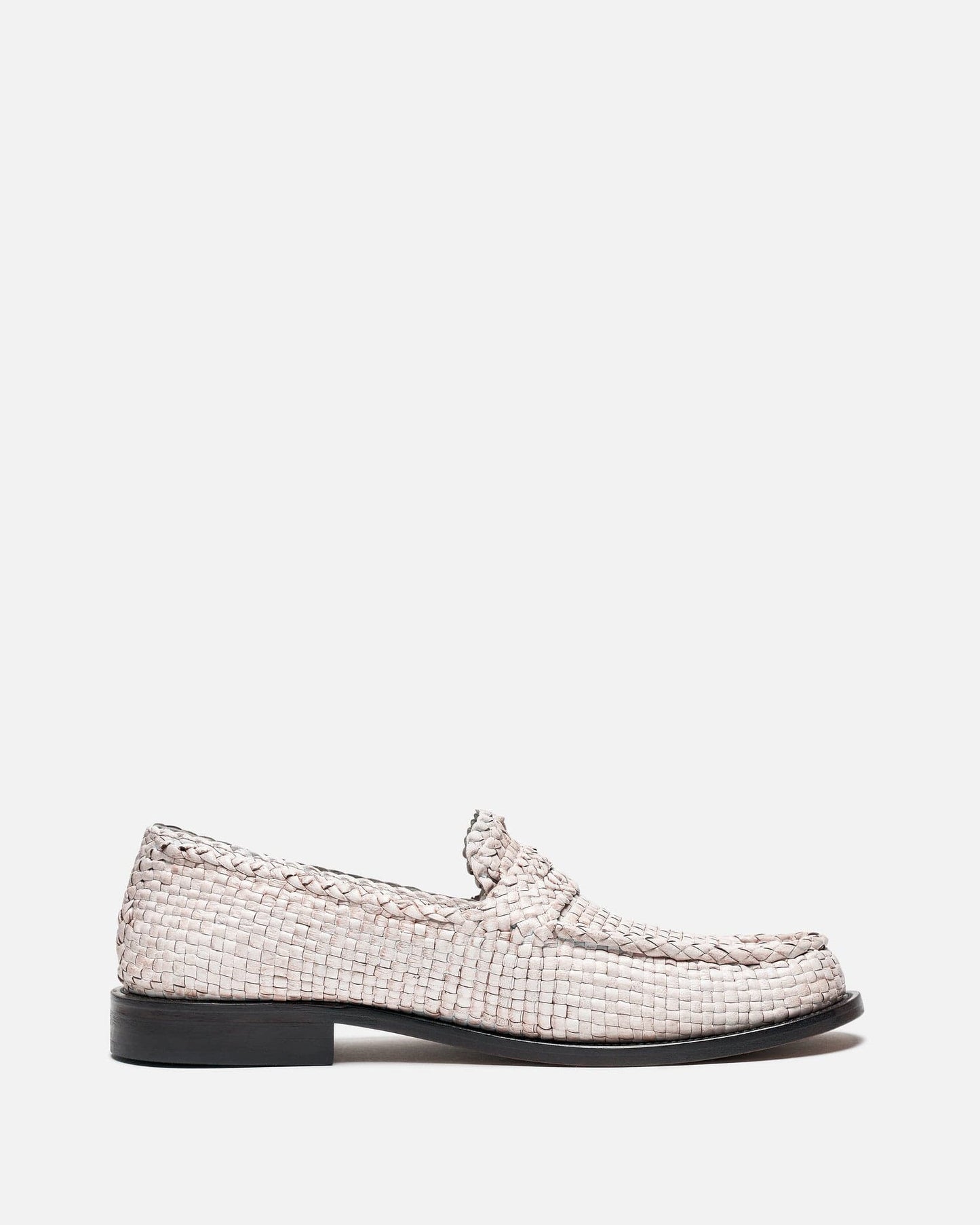 Marni Men's Shoes Light Woven Leather Loom Moccasin in Lily White