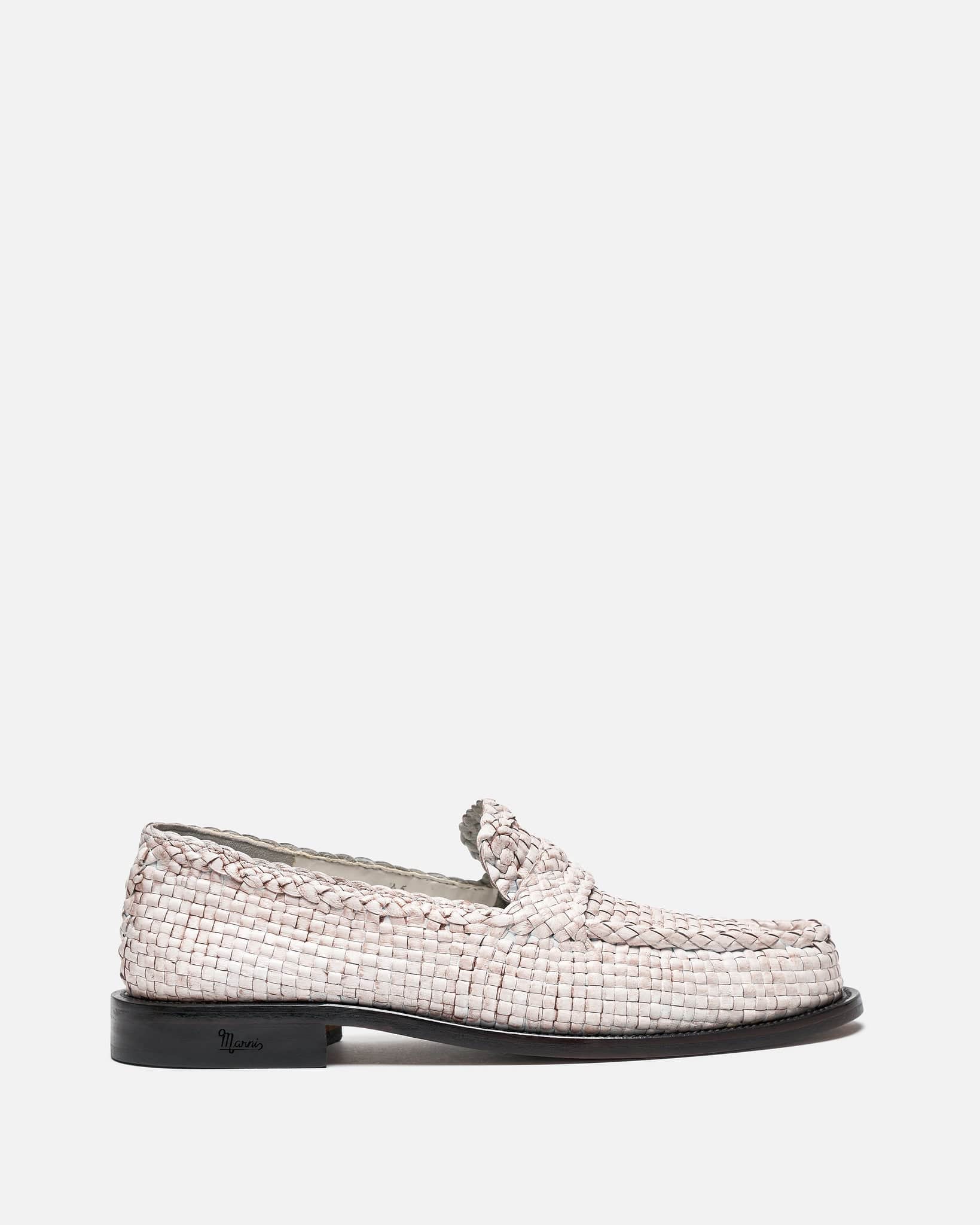 Light Woven Leather Loom Moccasin in Lily White – SVRN