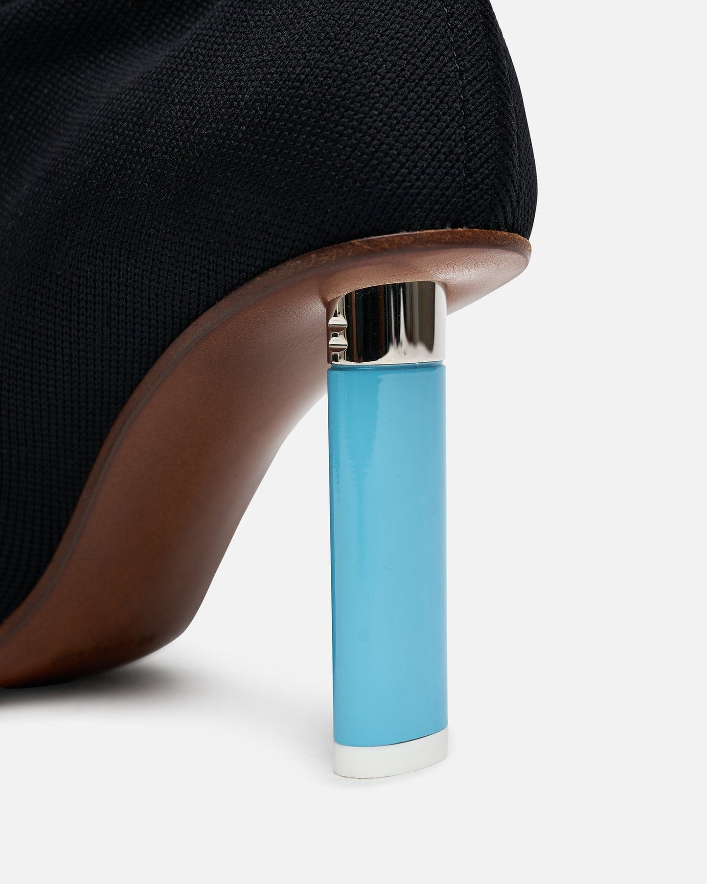 VETEMENTS Women Heels Lighter Heel Sock Boot in Black/Light Blue