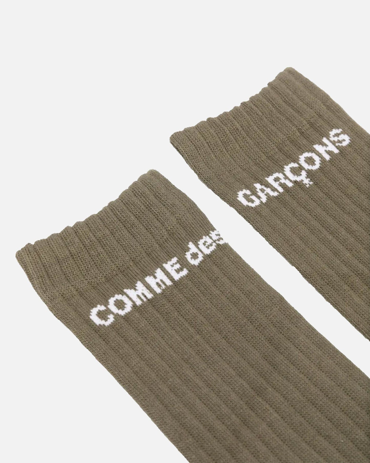 Comme des Garcons HOMME PLUS Men's Socks Logo Rib Socks in Khaki