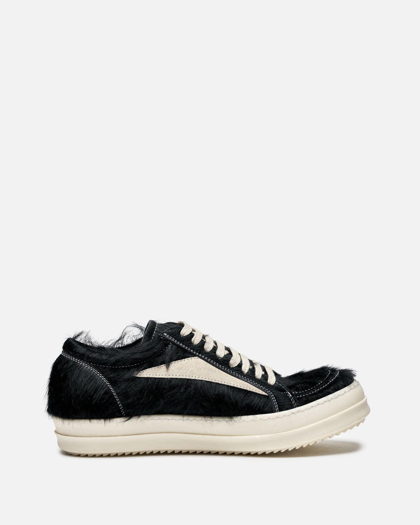 Rick Owens Men's Sneakers Long Hair Vintage Sneakers in Black/Milk