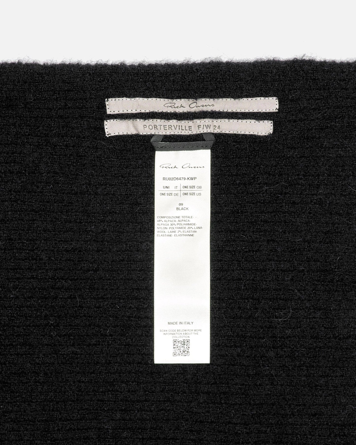 Rick Owens Scarves OS Long Scarf in Black