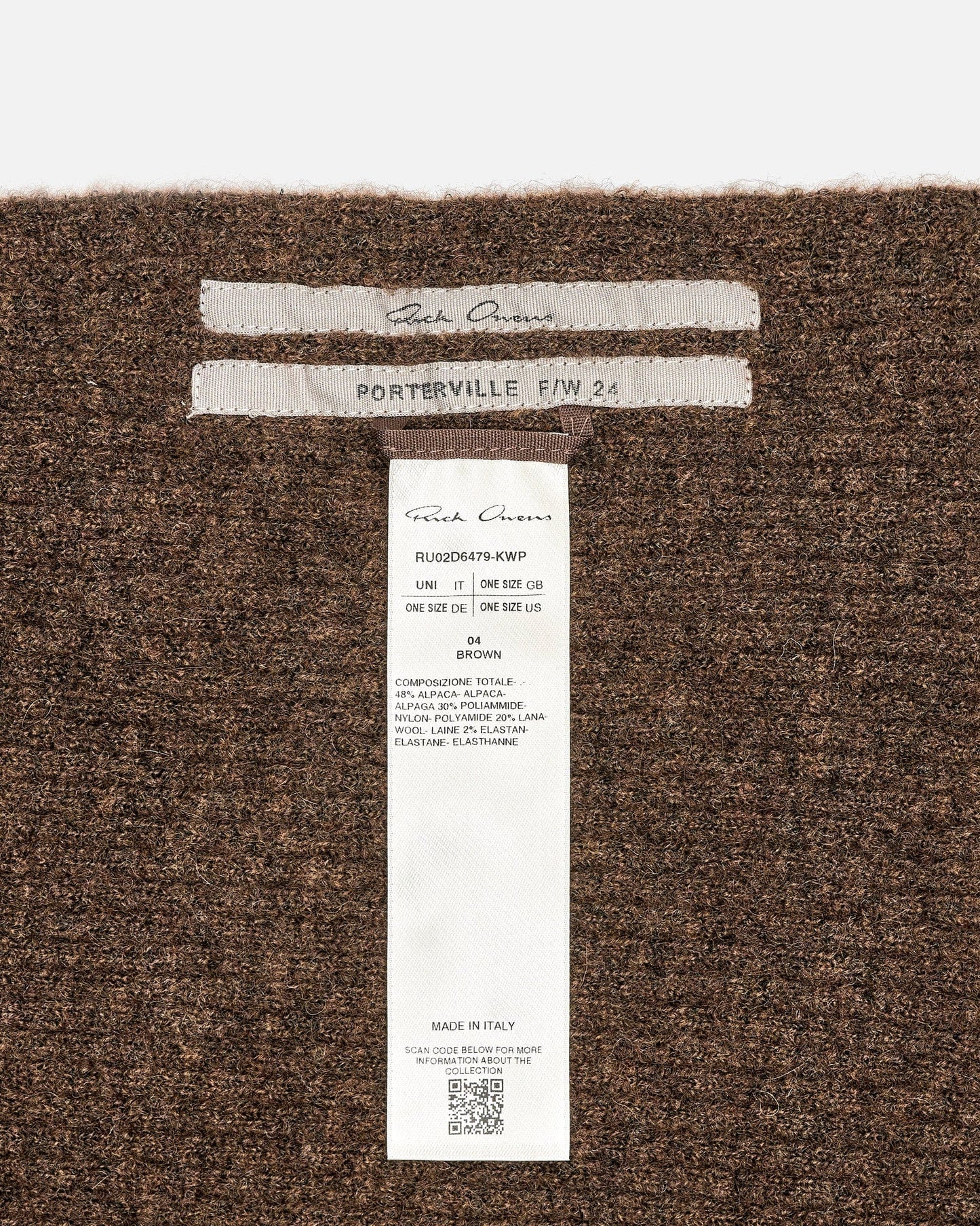 Rick Owens Scarves OS Long Scarf in Brown