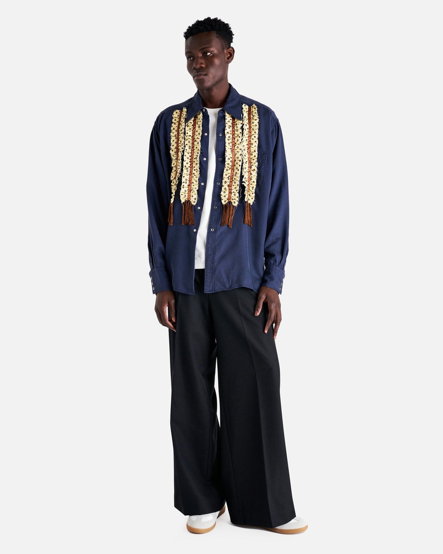 Maison Margiela Men's Shirts Long Sleeve Shirt in Blu-Yellow