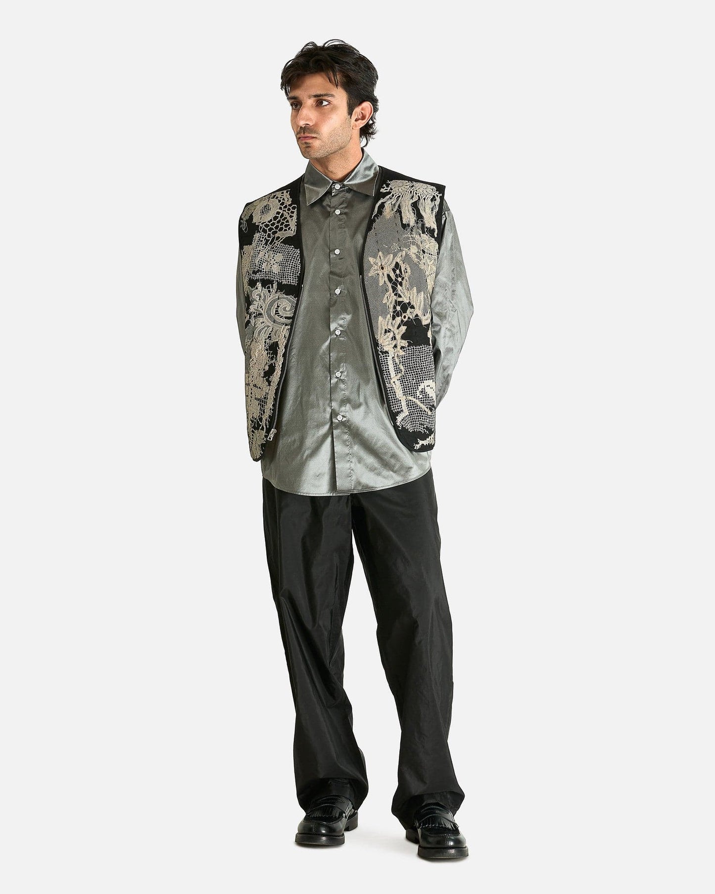 AUBERO Men's Shirts Lysander Shirt in Pewter
