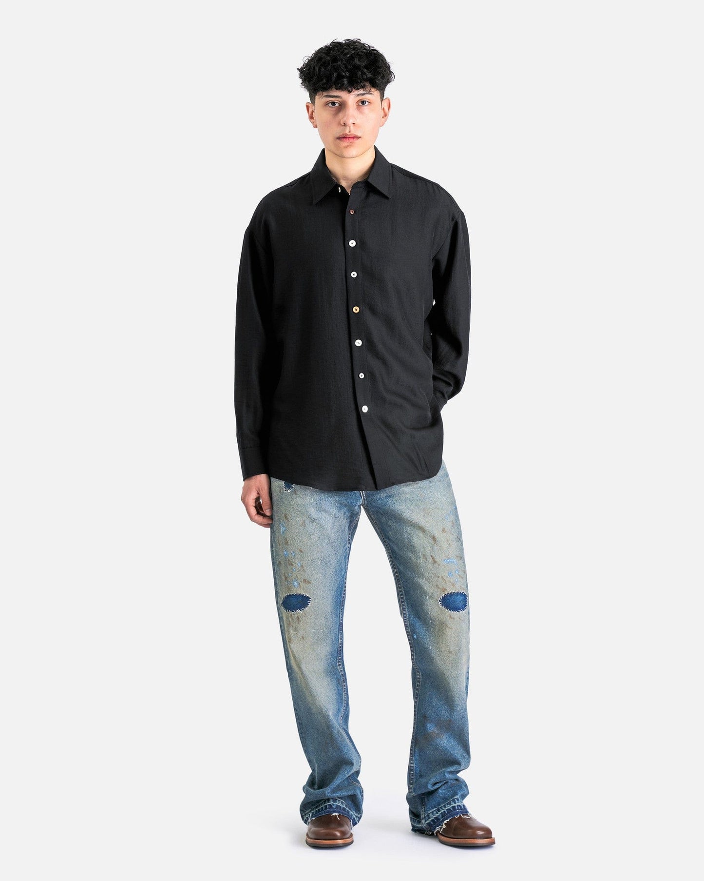 AUBERO Men's Shirts Lysander Shirt VB in Black