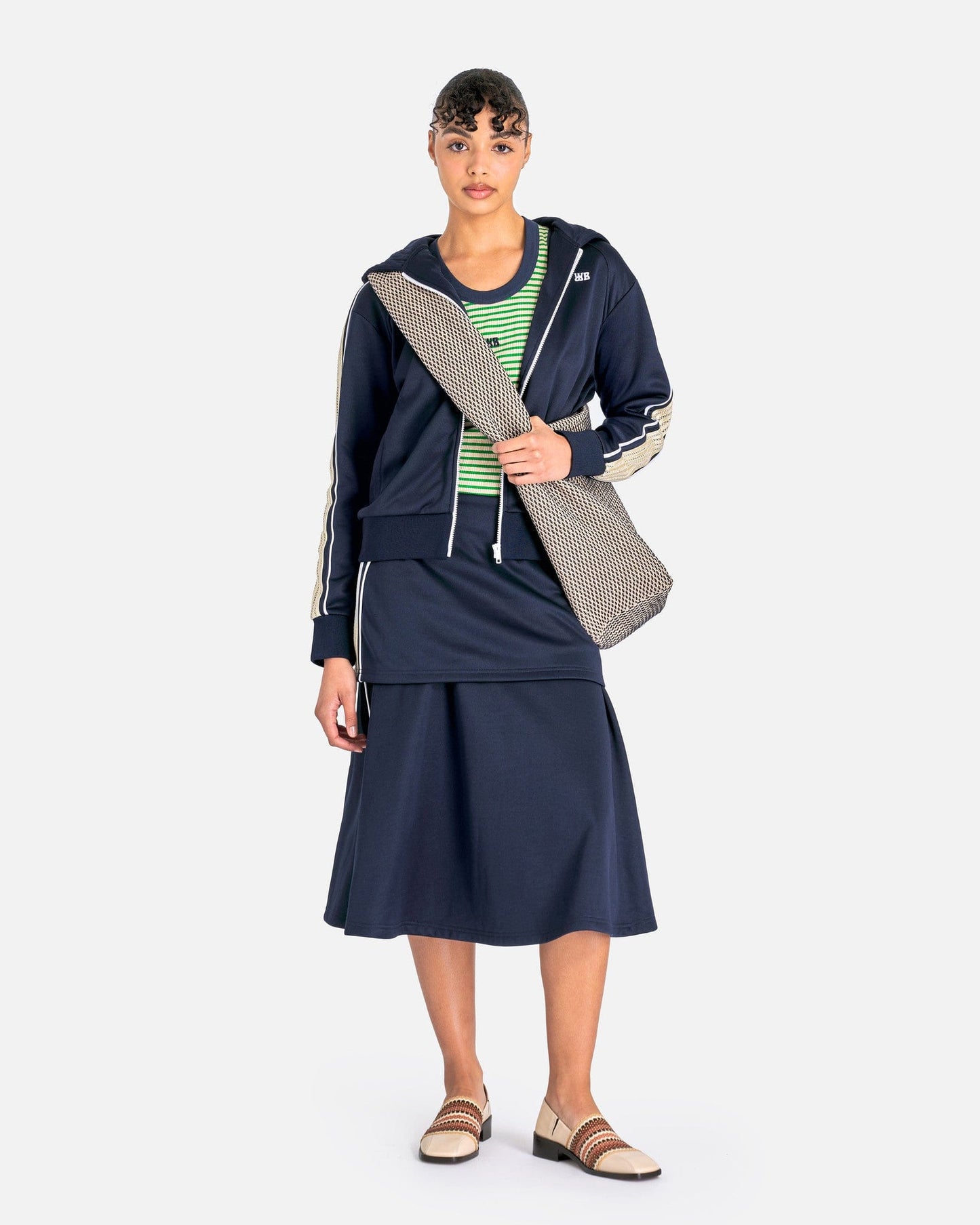 Wales Bonner Women's Sweatshirts Mantra Hoodie in Navy