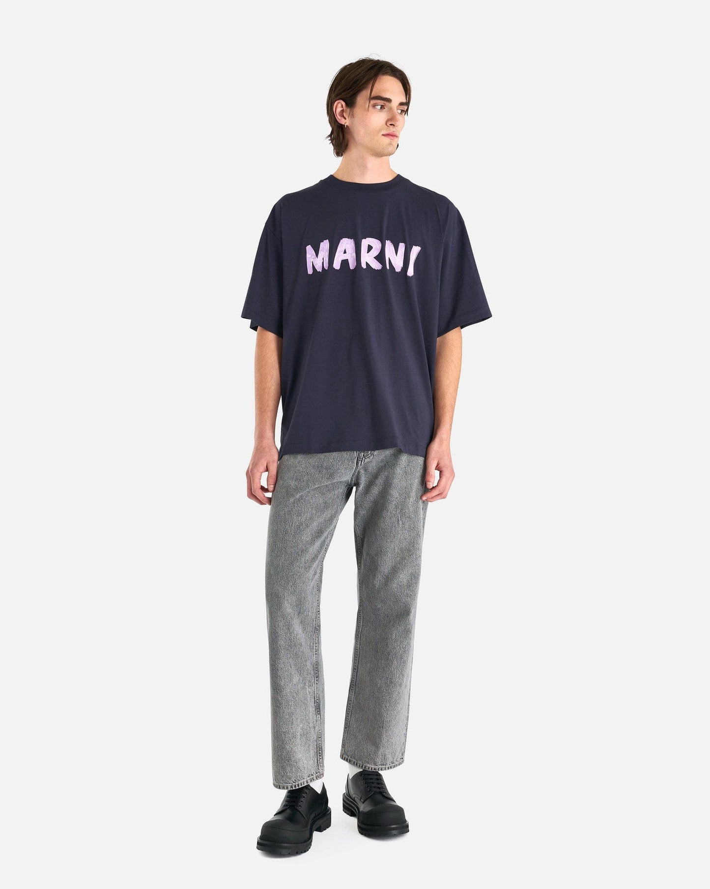 Marni Men's Shirts Marni Logo Cotton T-Shirt in Navy