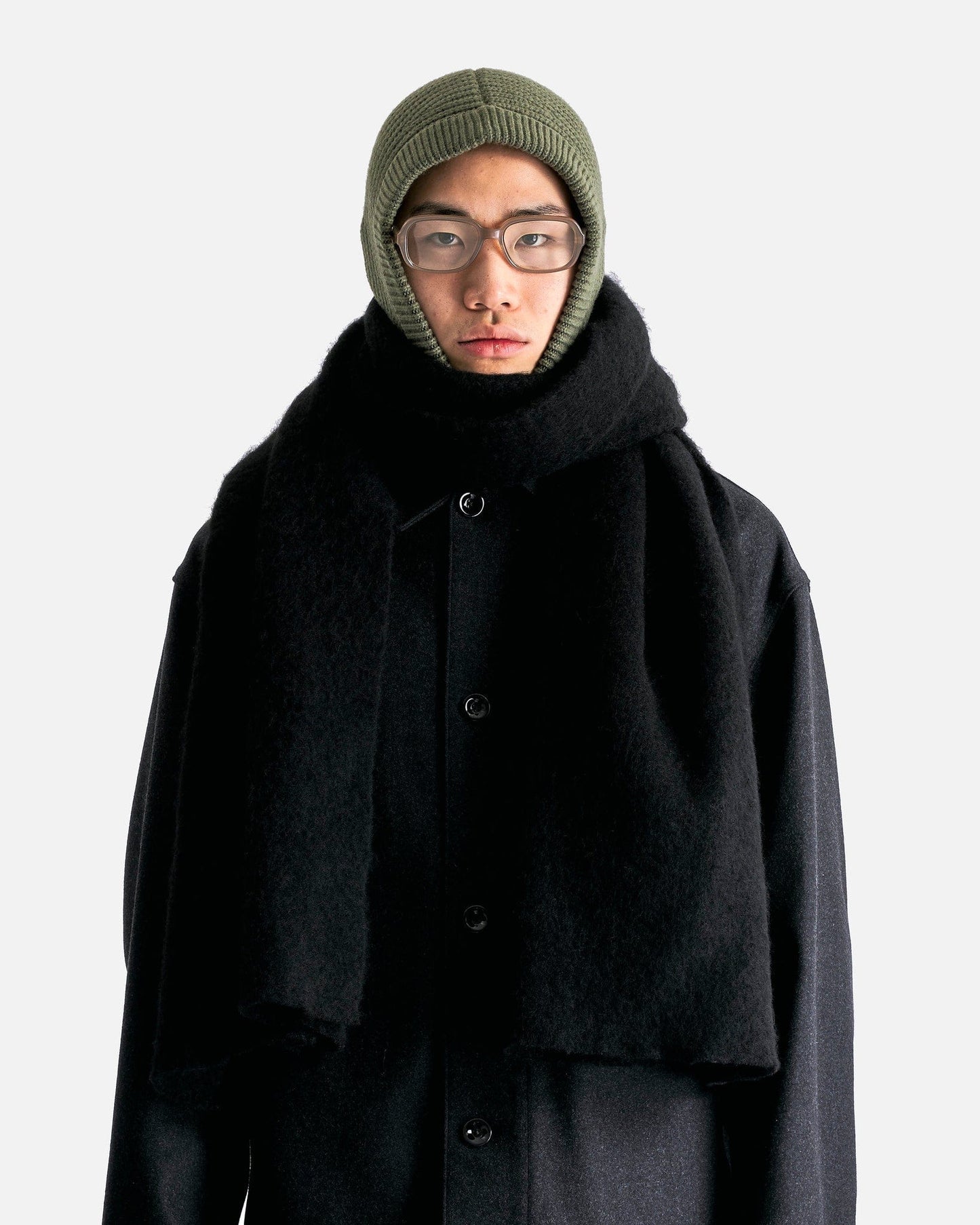 LEMAIRE Scarves OS Maxi Fluffy Scarf in Black