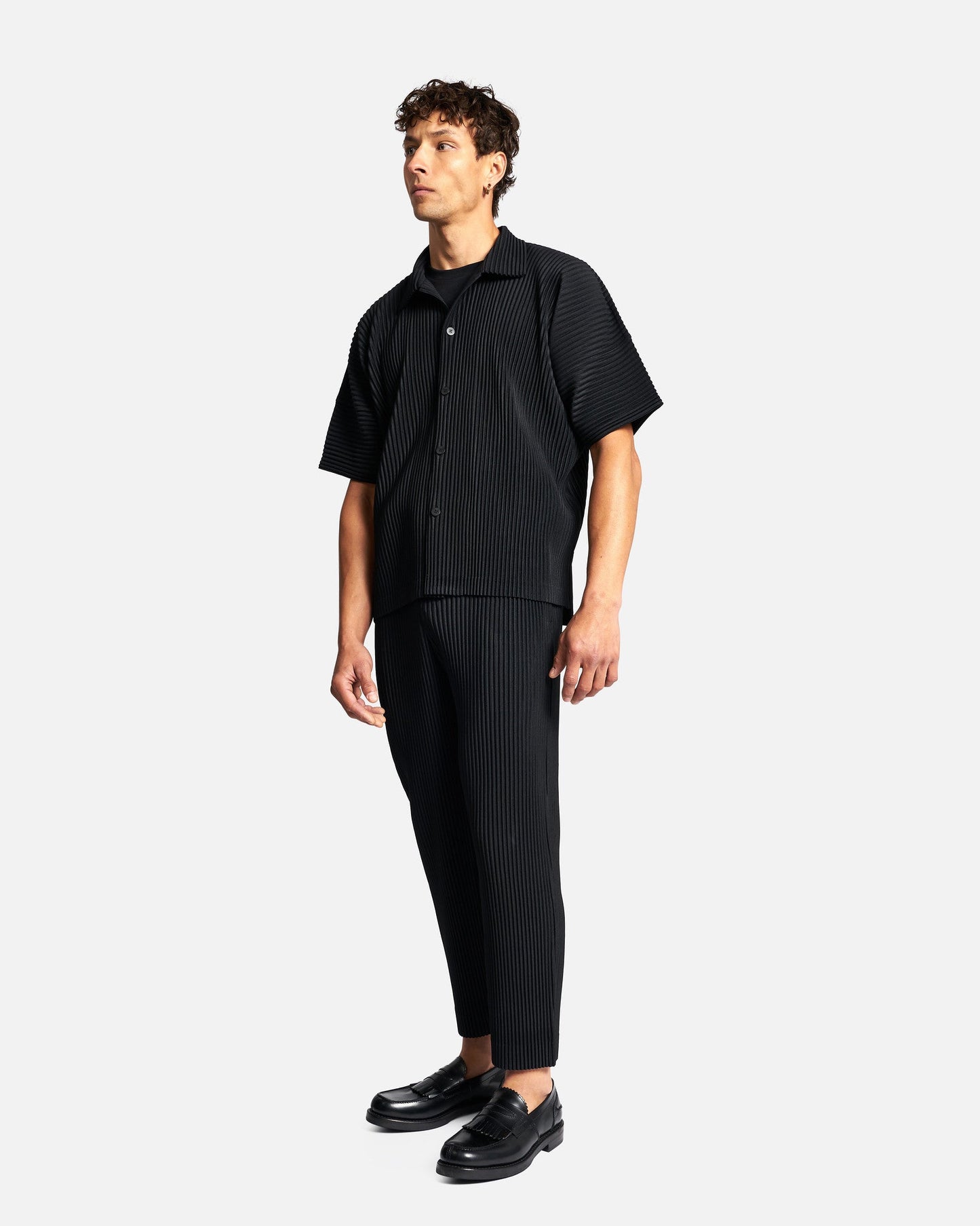 Homme Plissé Issey Miyake Men's Shirts MC July Polo in Black