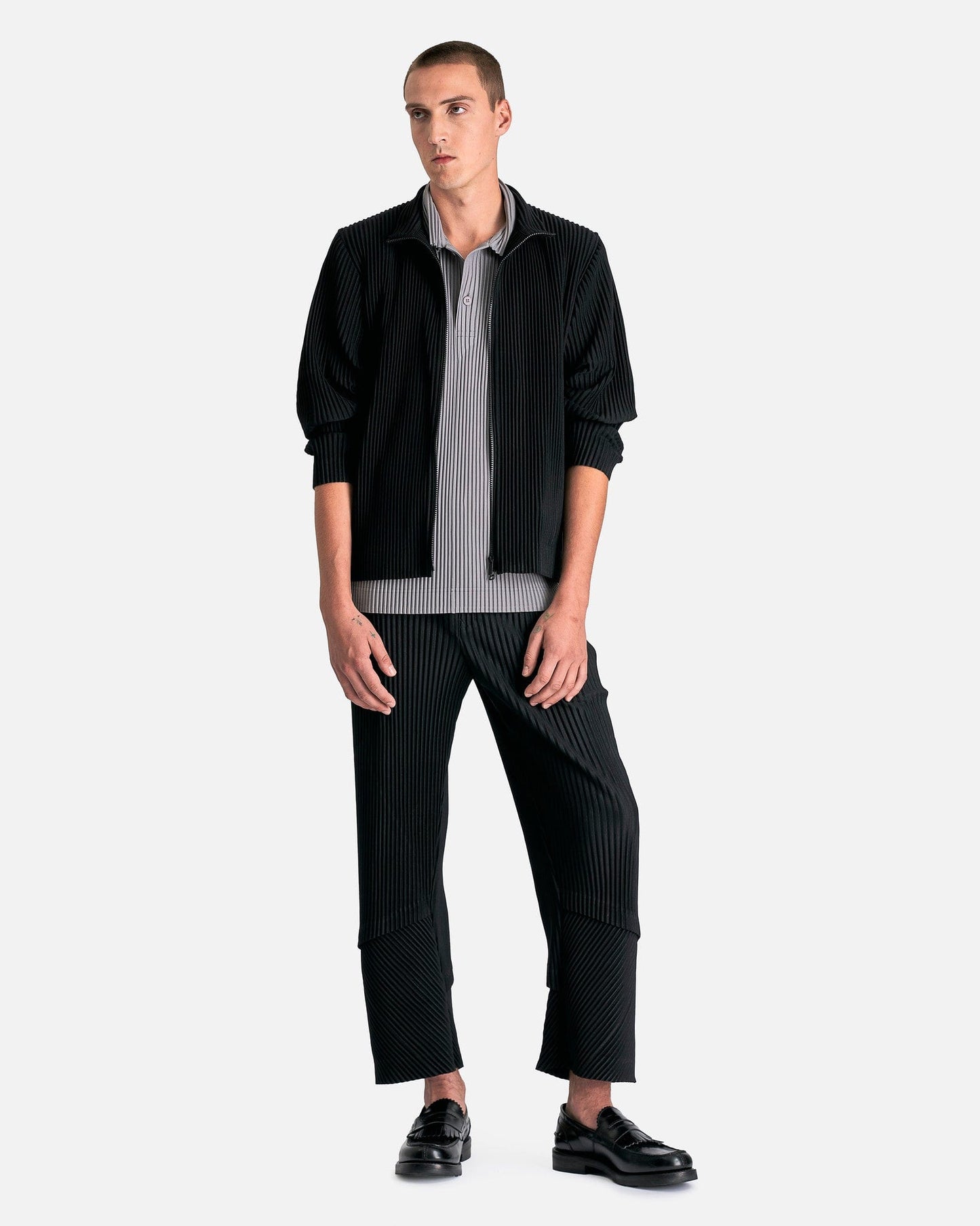 Homme Plissé Issey Miyake Men's Shirts MC May Polo Shirt in Warm Gray