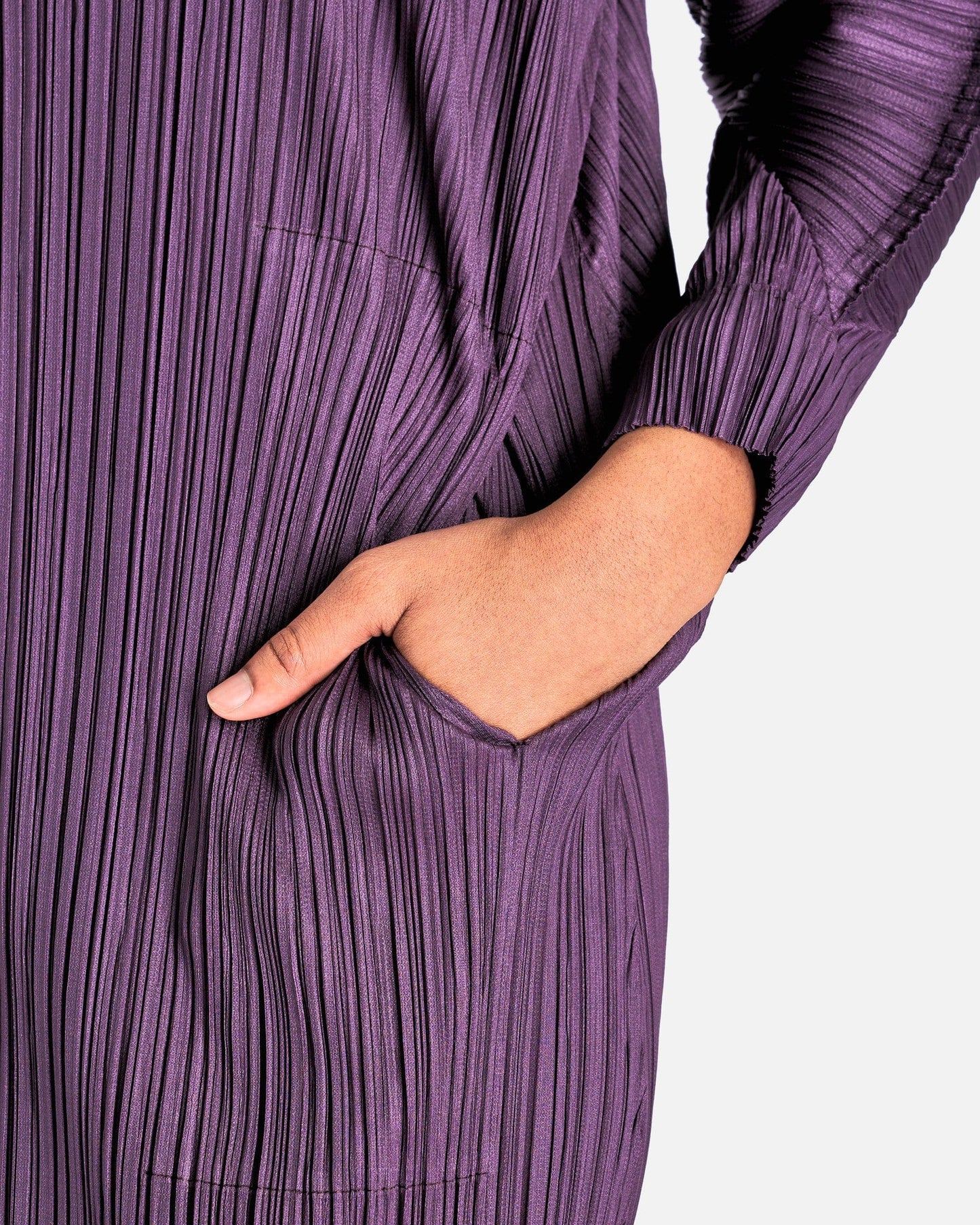 Pleats Please Issey Miyake Women Jackets MC November Coat in Dark Purple