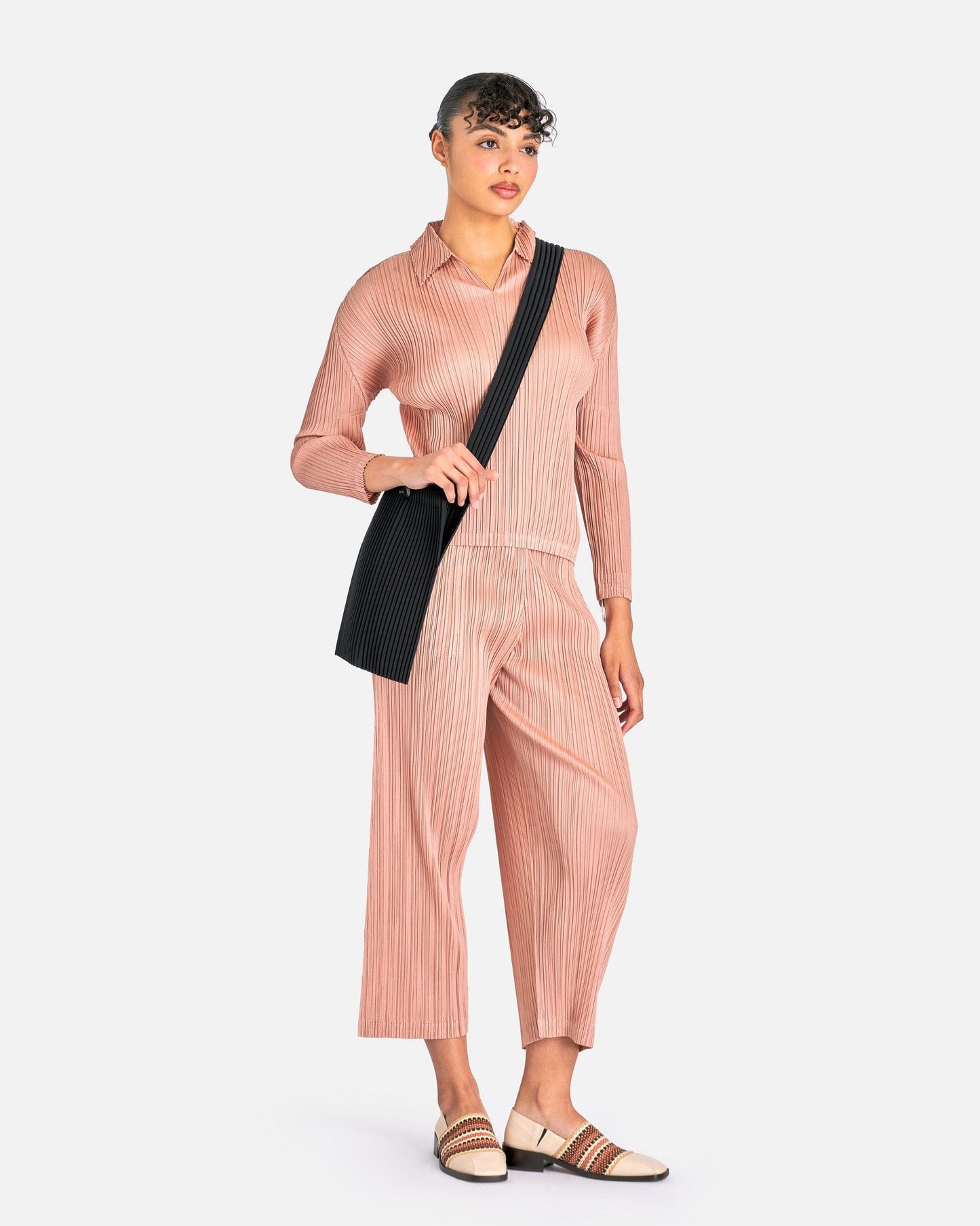 Pleats Please Issey Miyake Women Pants MC October Pants in Beige