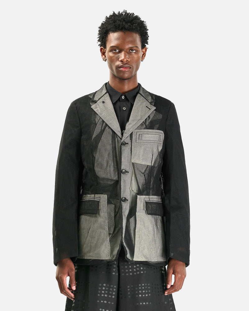 Comme des Garcons HOMME PLUS Men's Jackets Mesh Jacket in Black/White