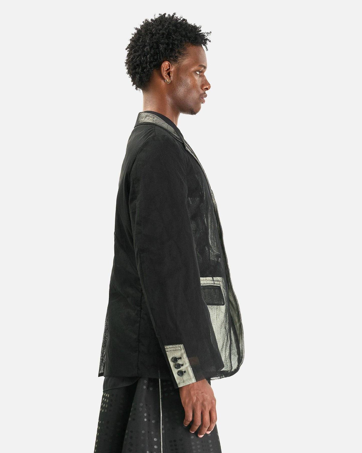 Comme des Garcons HOMME PLUS Men's Jackets Mesh Jacket in Black/White