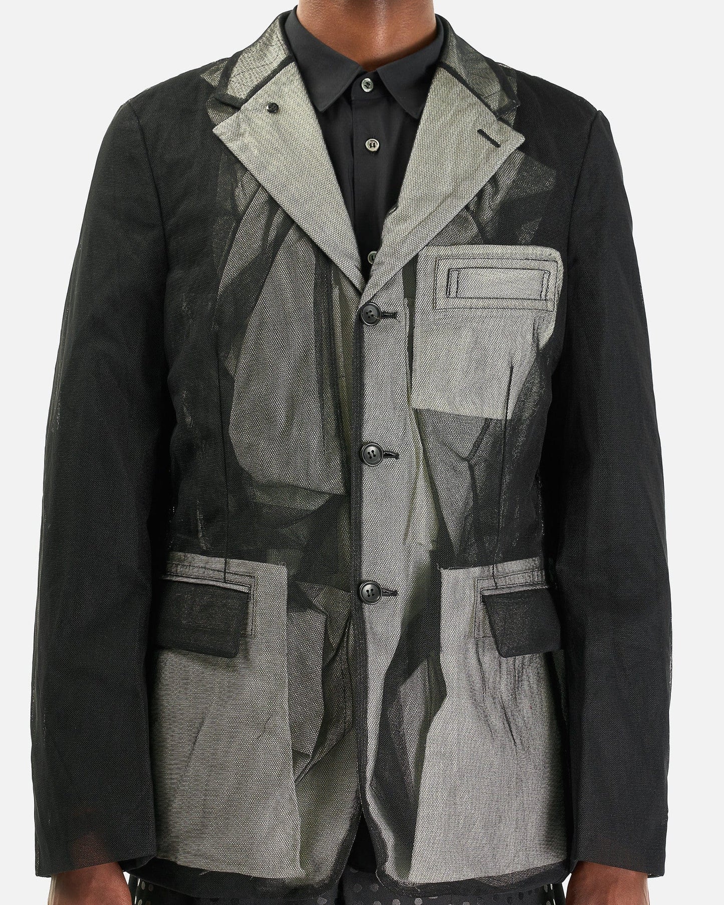 Comme des Garcons HOMME PLUS Men's Jackets Mesh Jacket in Black/White