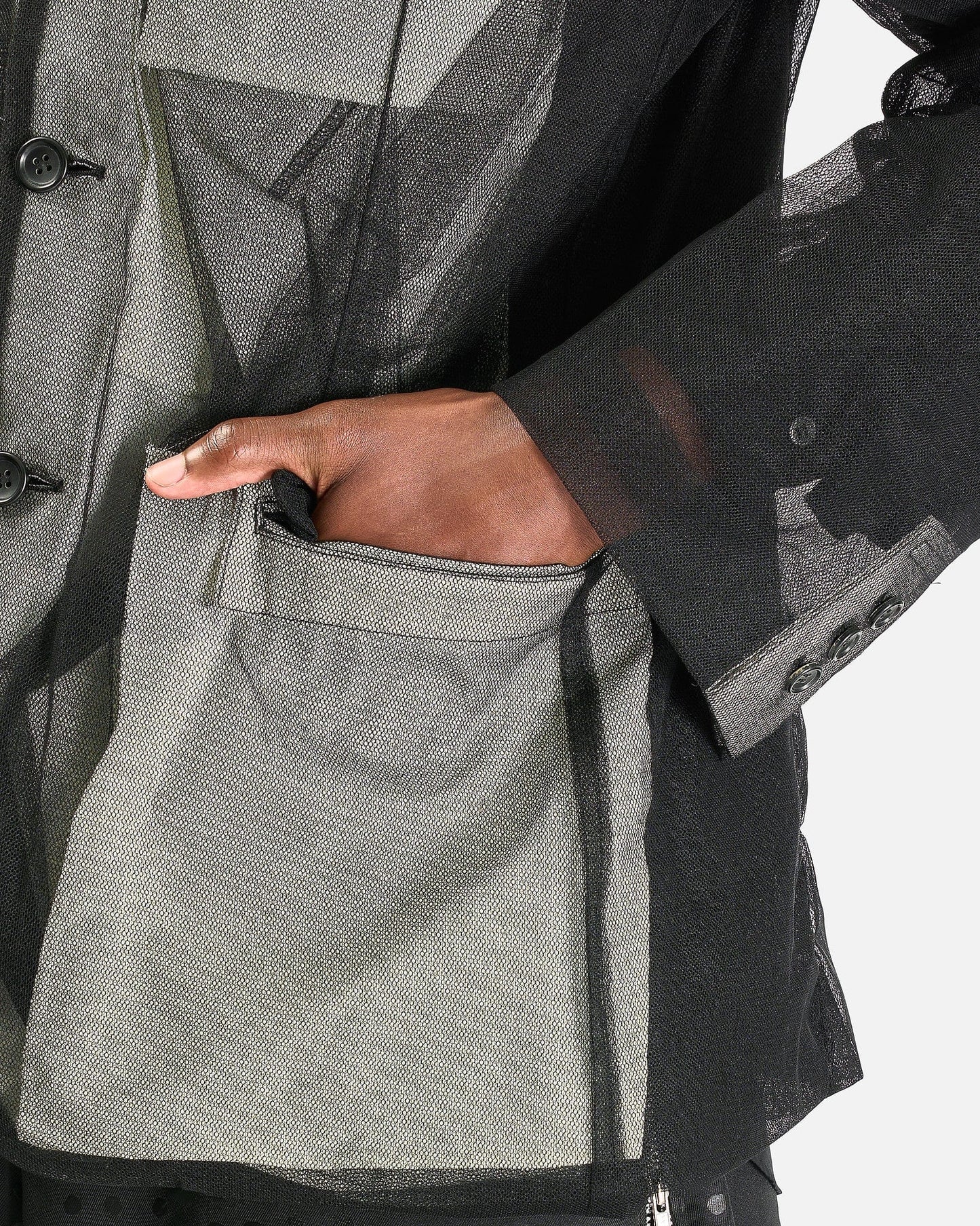 Comme des Garcons HOMME PLUS Men's Jackets Mesh Jacket in Black/White