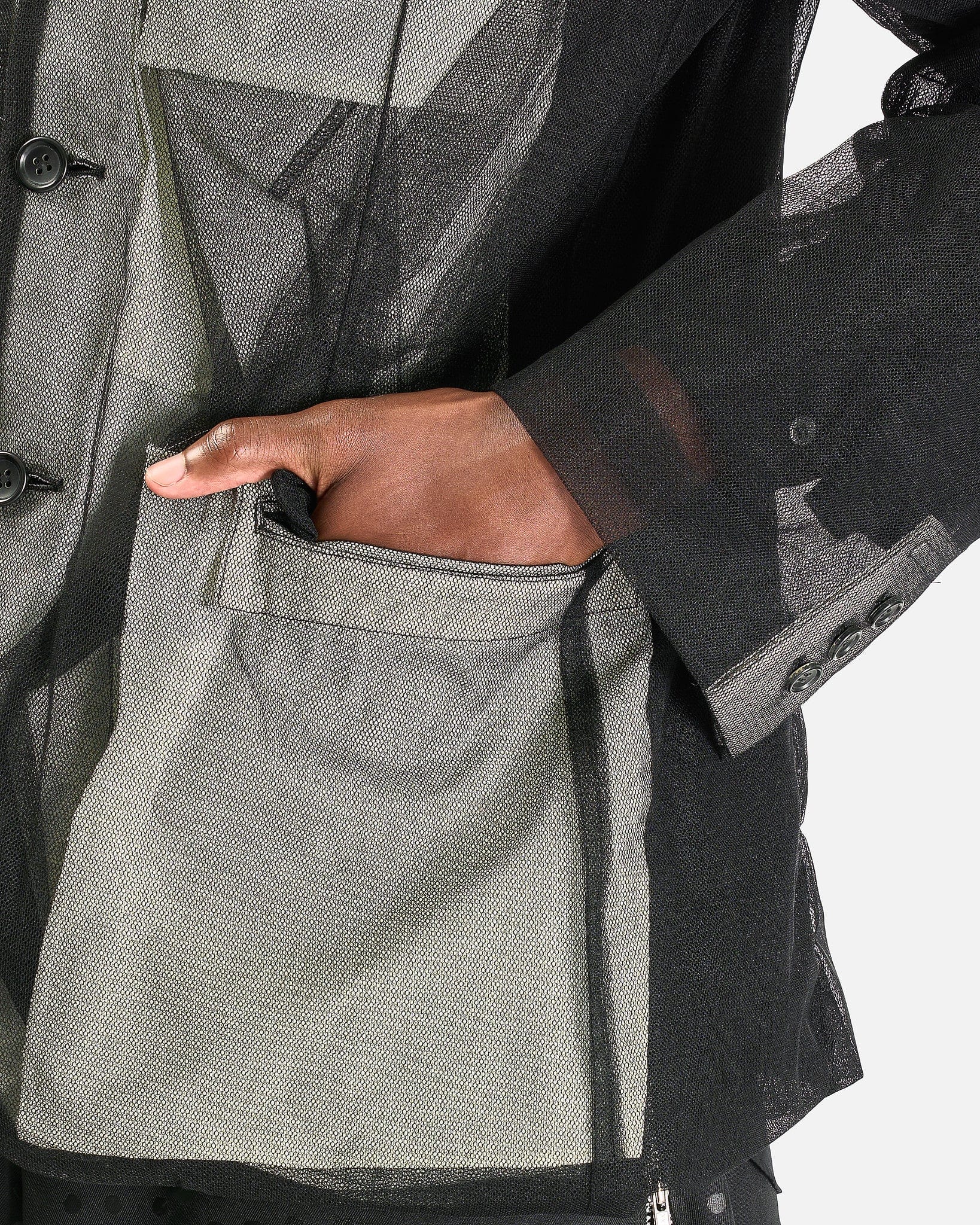 Comme des Garcons HOMME PLUS Men's Jackets Mesh Jacket in Black/White