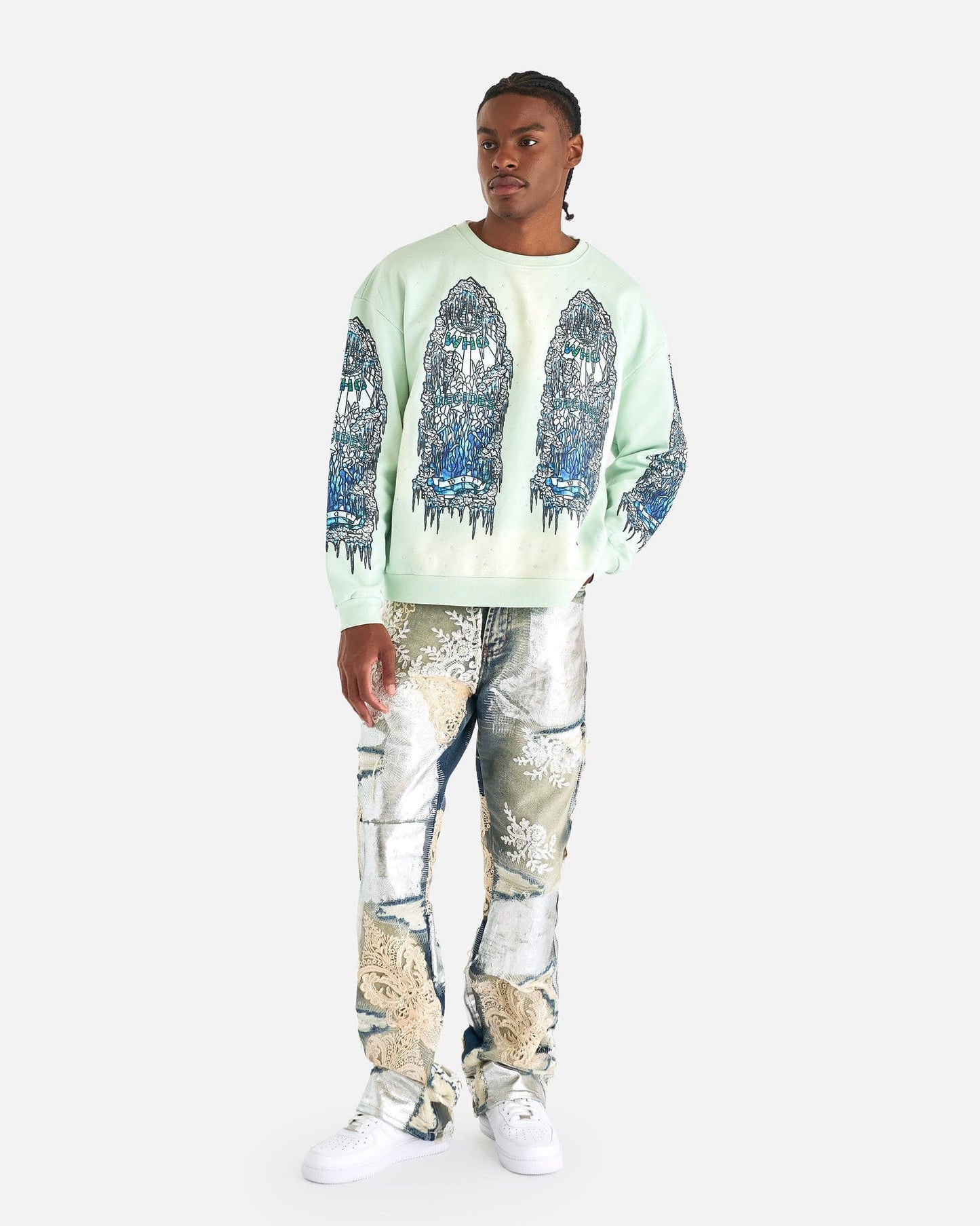 Who Decides War Men's Jeans Metal Lace Denim in Sky
