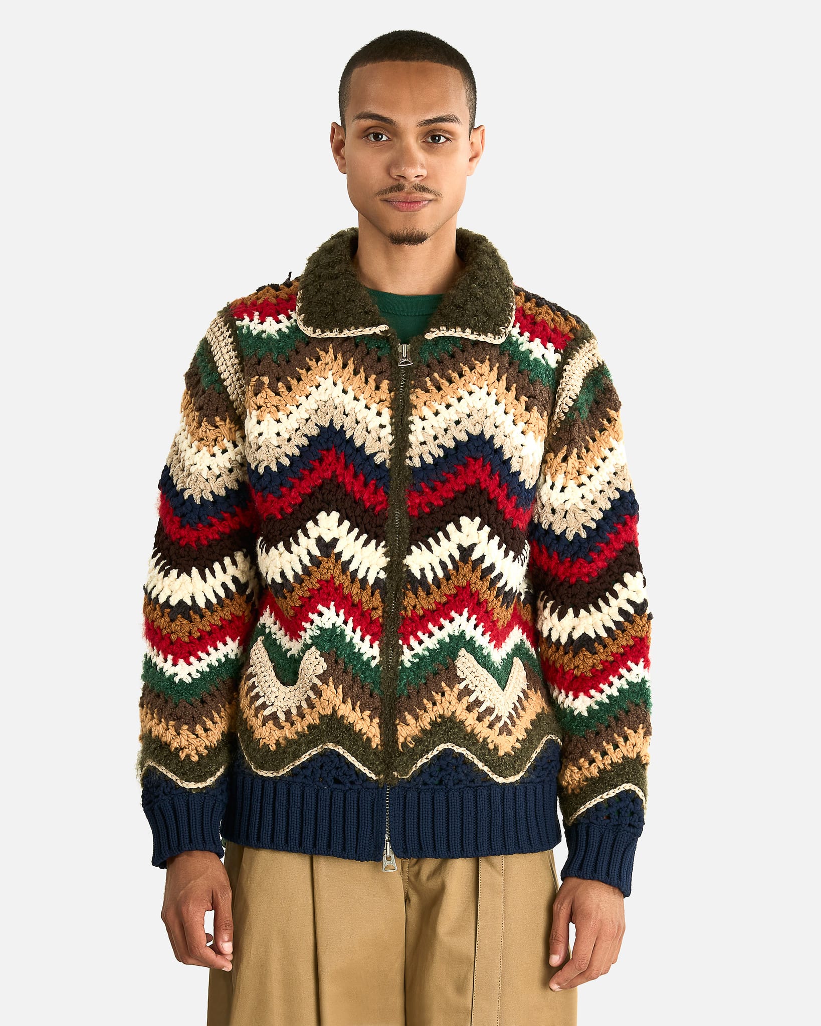 Mix Crochet Knit Blouson in Multi – SVRN