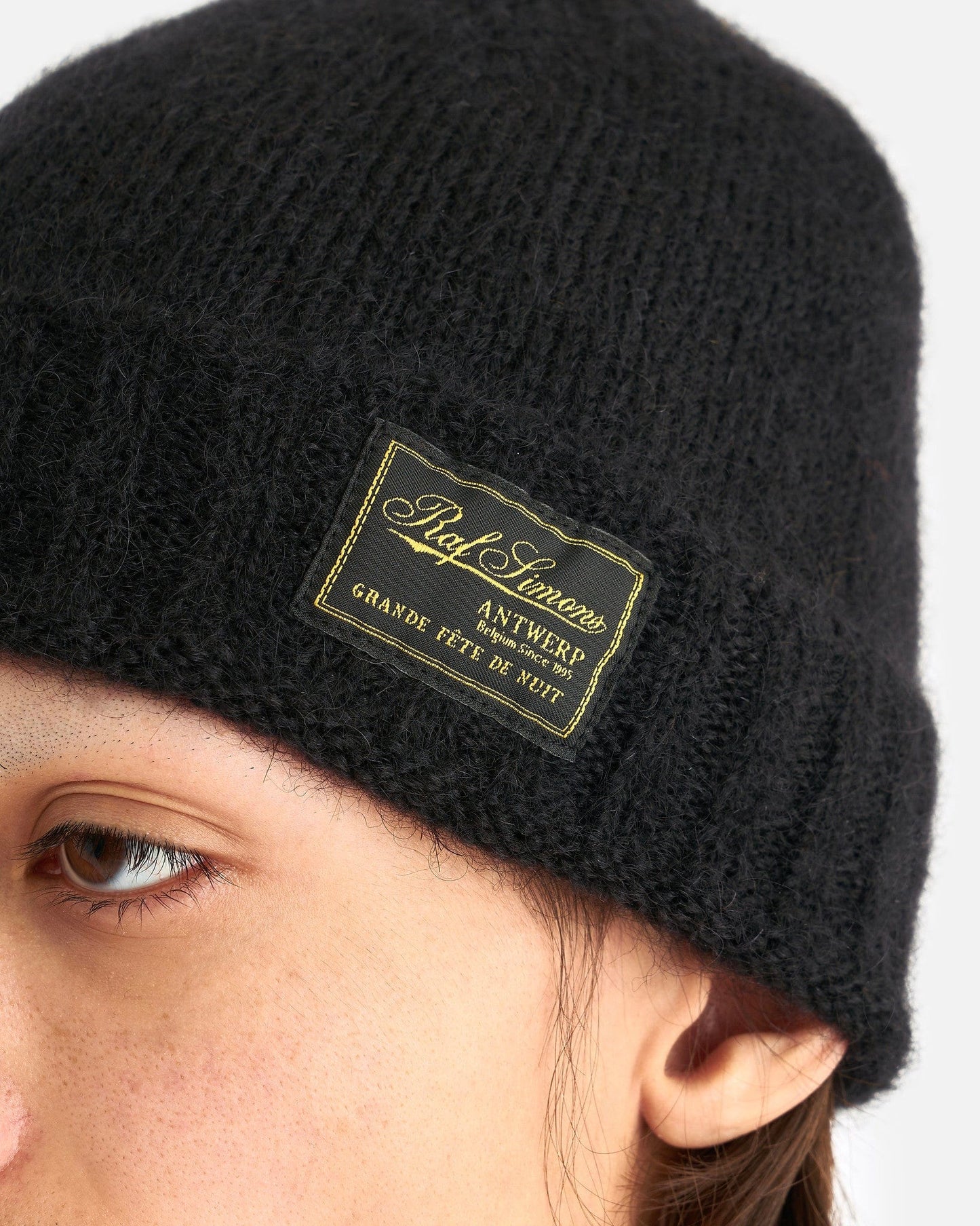 Raf Simons Men's Hats Mohair Beanie in Black