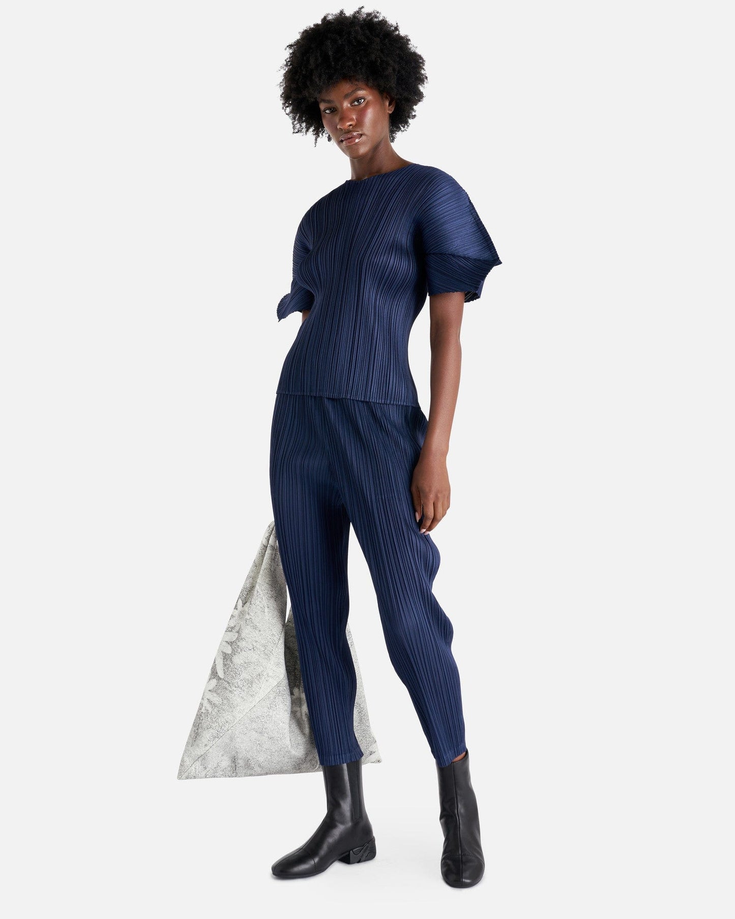 Pleats Please Issey Miyake Women Tops Monthly Colors August Top in Dark Navy