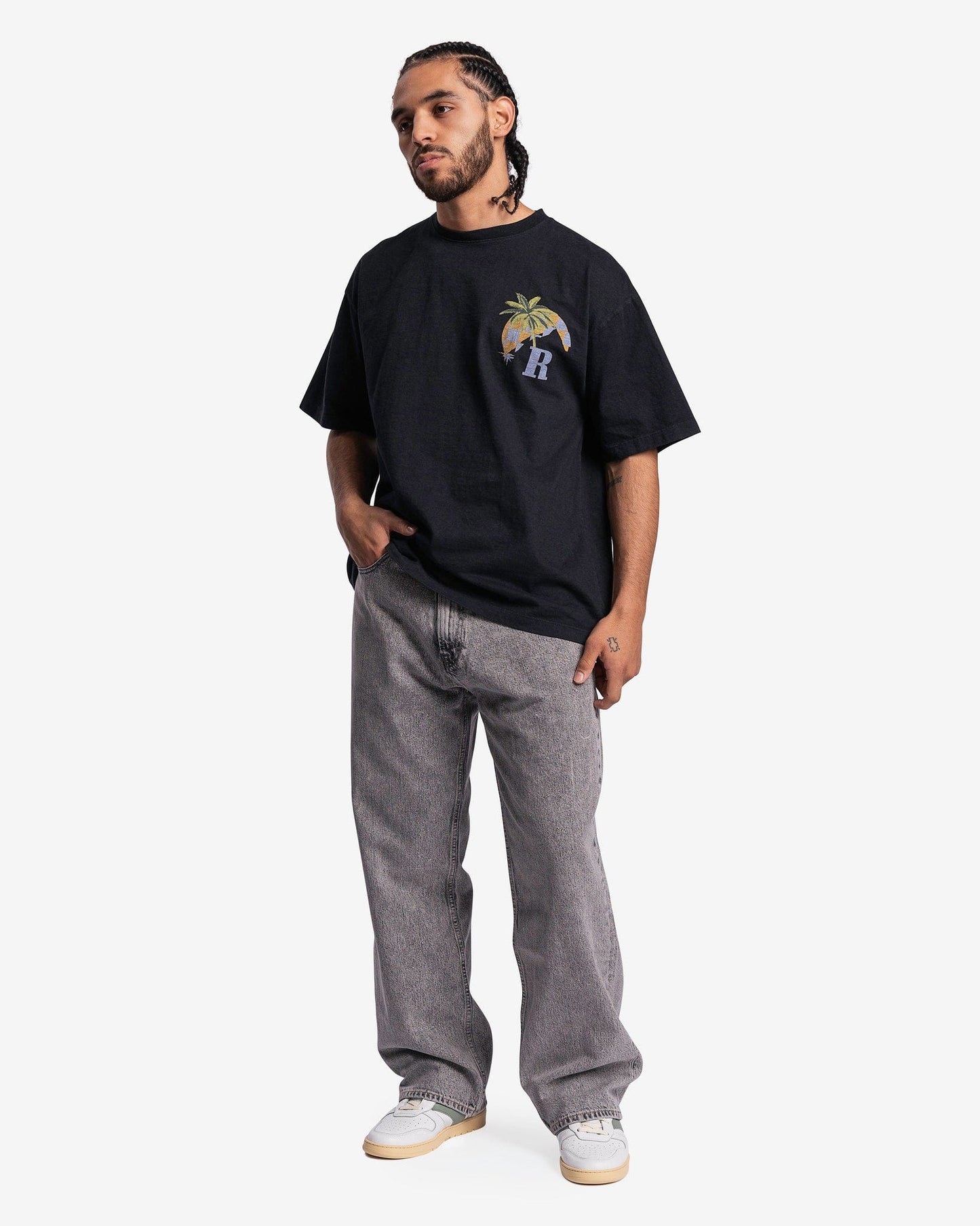 Rhude Men's T-Shirts Moonlight Tropics T-Shirt in Vintage Black