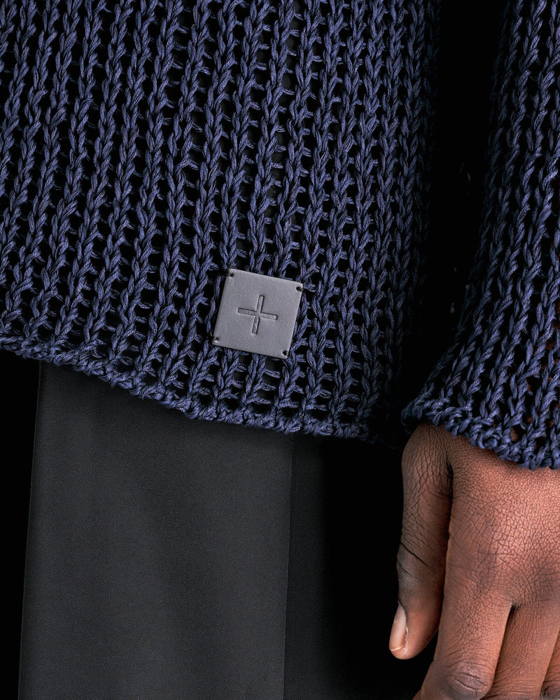 Jil Sander Men's Sweater Mouline Open Cotton Knit Jumper in Navy